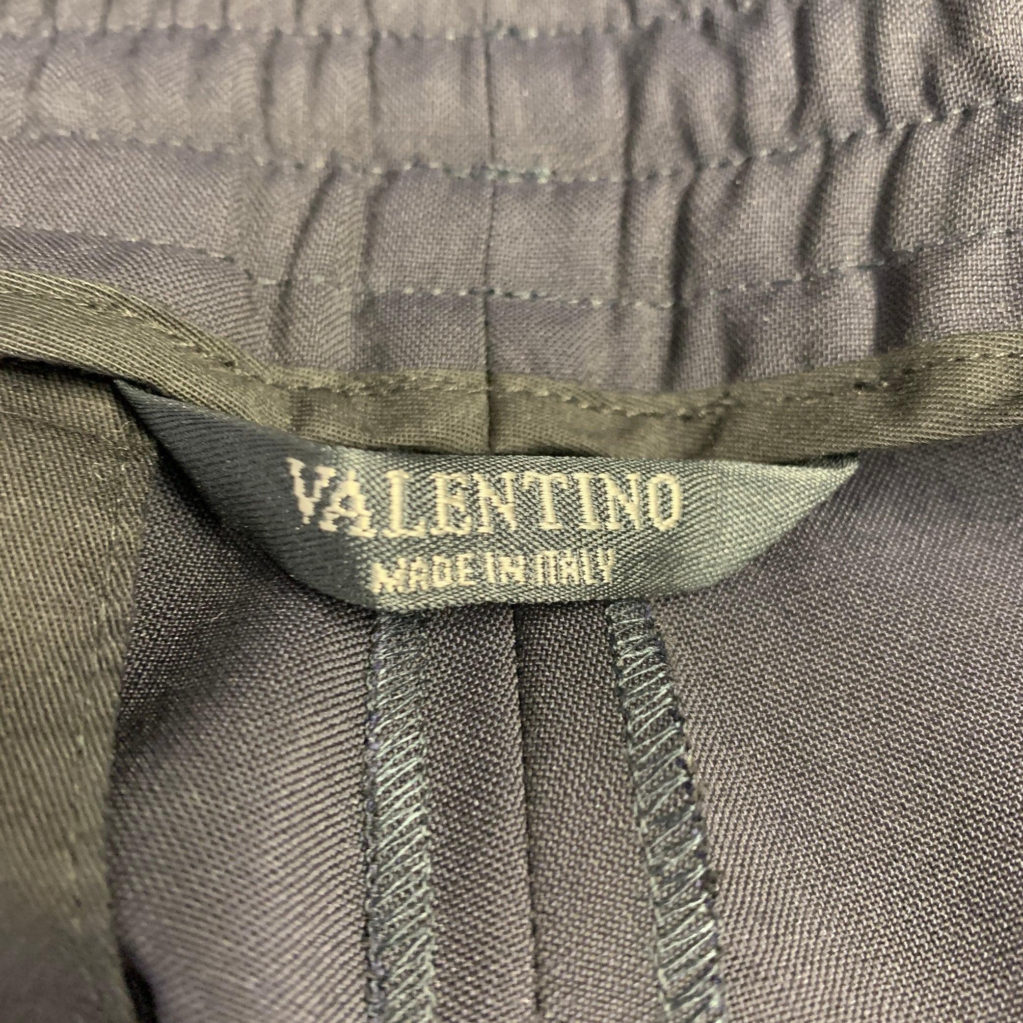 VALENTINO Size 30 Navy Black Wool Mohair Drawstring Waistband Casual Pants In Excellent Condition For Sale In San Francisco, CA
