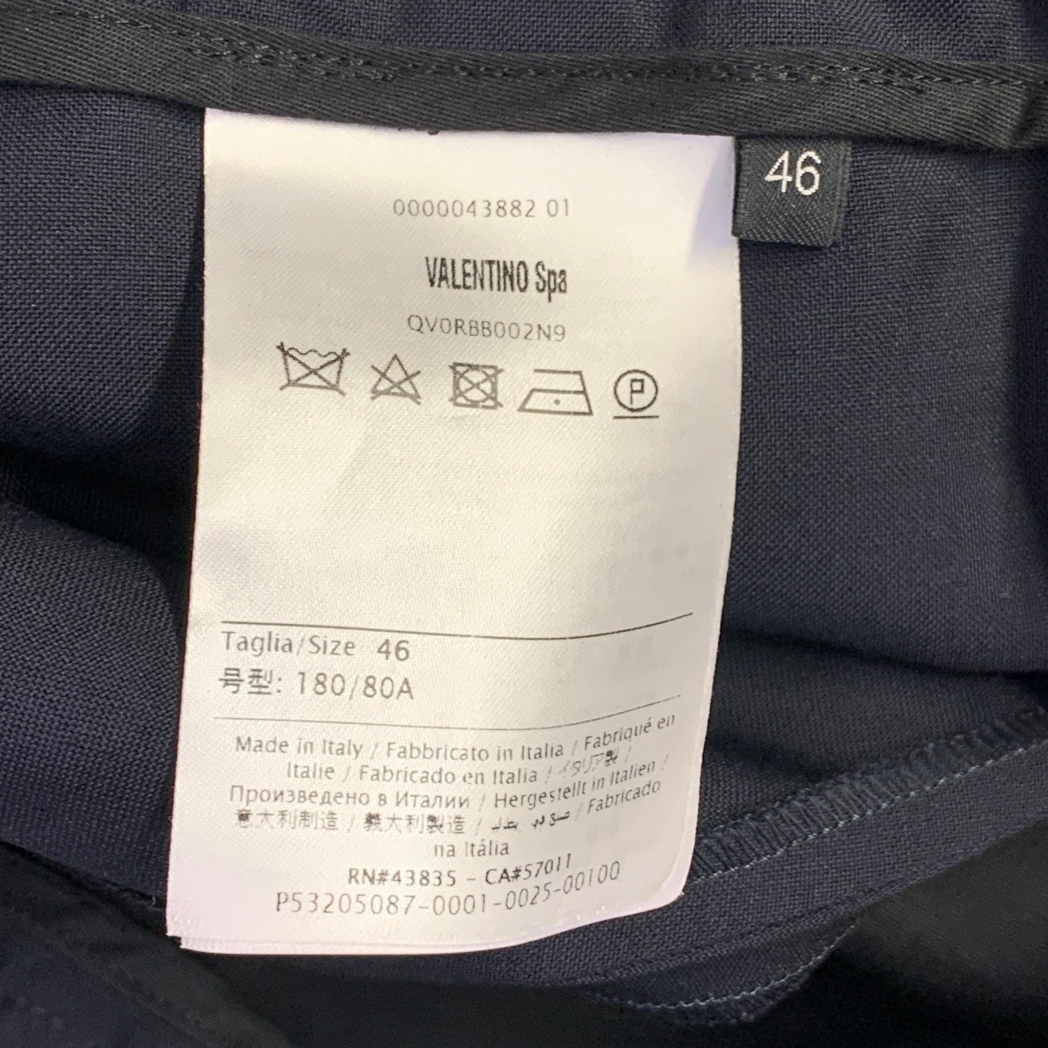 Men's VALENTINO Size 30 Navy Black Wool Mohair Drawstring Waistband Casual Pants For Sale