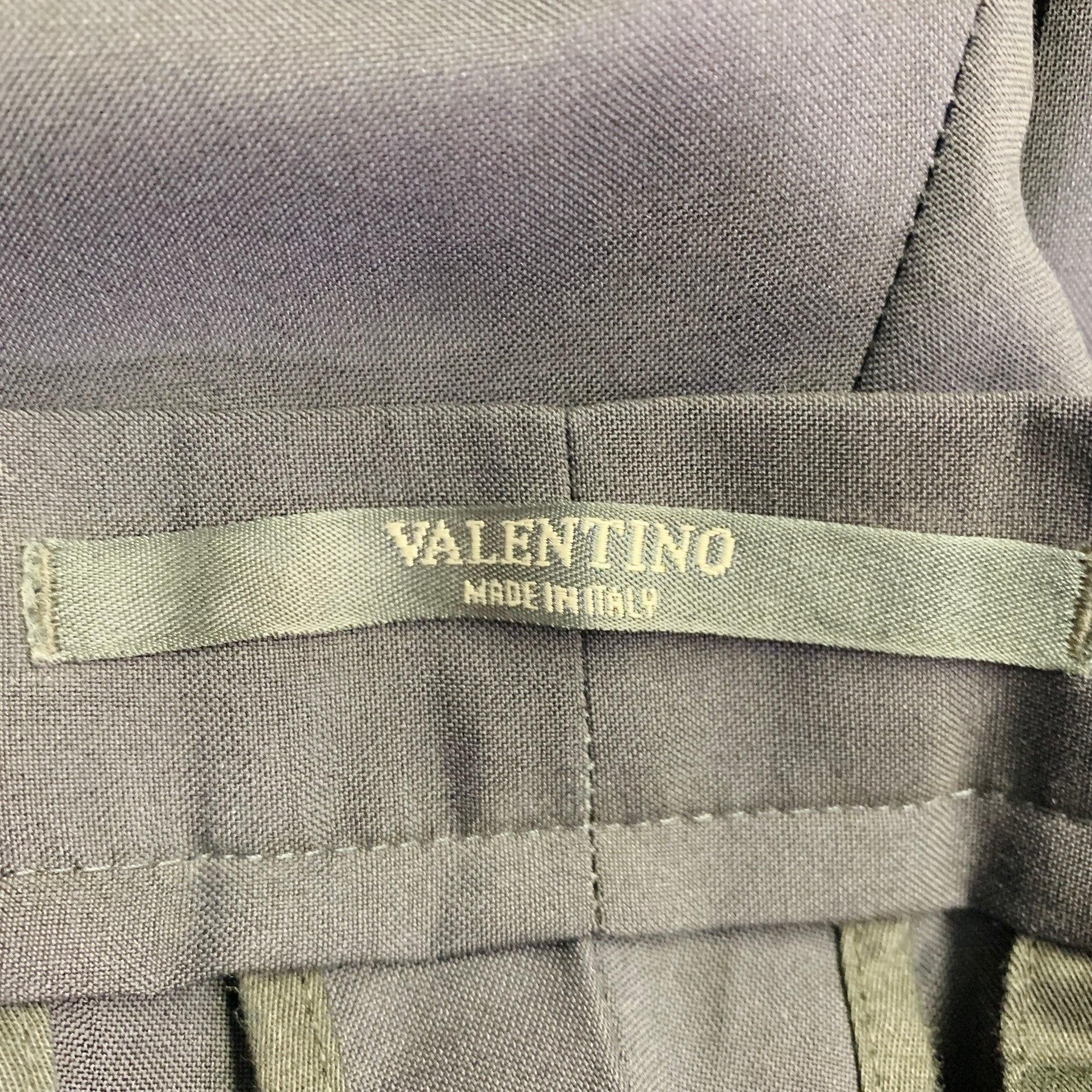 VALENTINO Size 30 Navy White Wool Mohair Tuxedo Stripes Zip Fly Dress Pants In Excellent Condition For Sale In San Francisco, CA