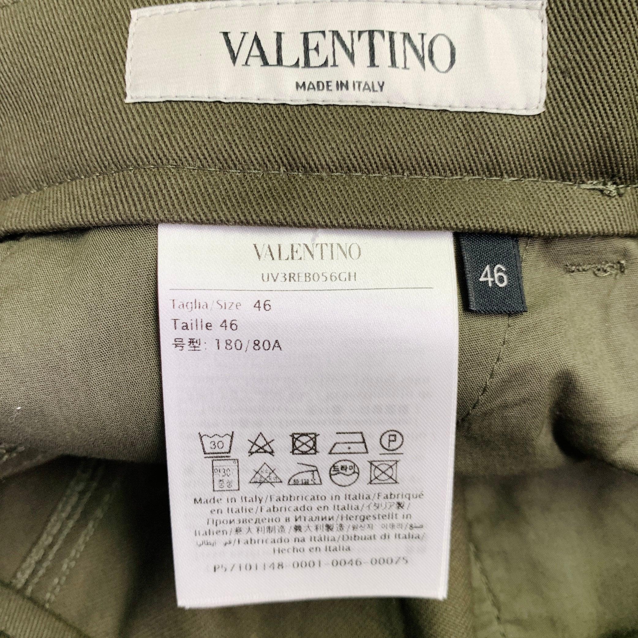 VALENTINO Taille 30 Olive Neon Cotton Cargo Pockets Casual Pants en vente 1