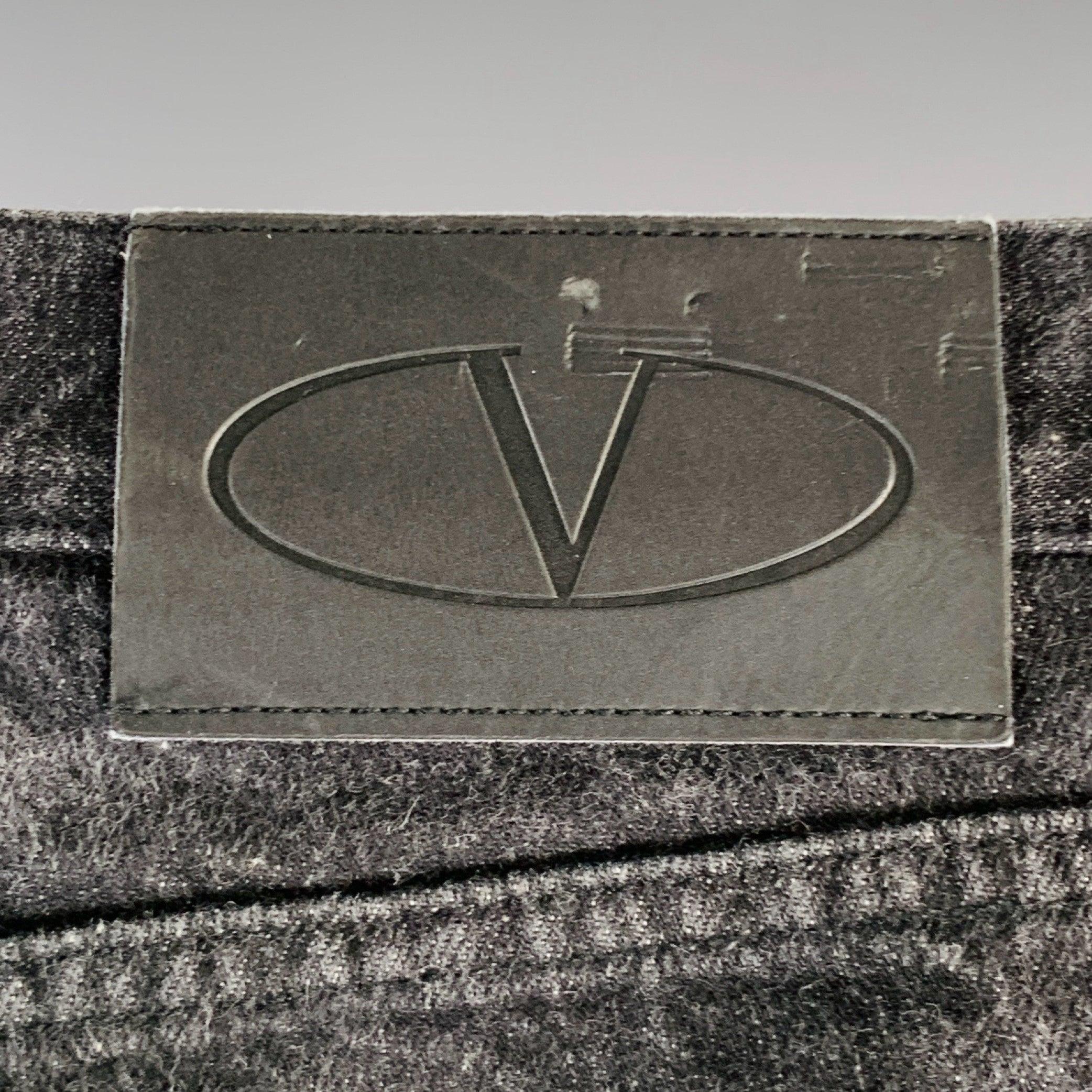 Black VALENTINO Size 32 Grey Charcoal Cotton Straight Five Pockets Jeans For Sale