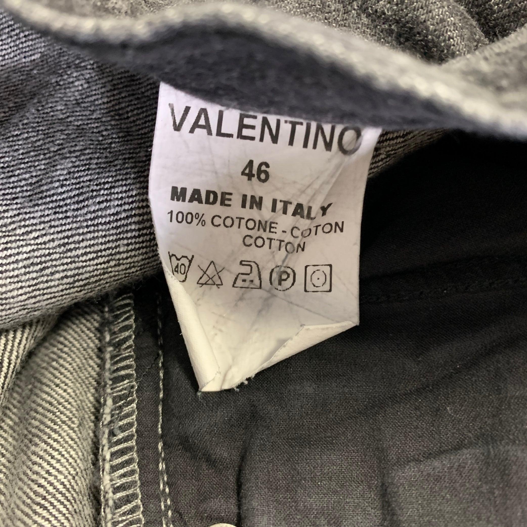 Men's VALENTINO Size 32 Grey Charcoal Cotton Straight Five Pockets Jeans For Sale