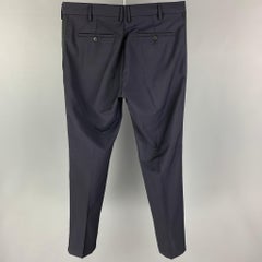 VALENTINO Size 32 Navy Black Wool Mohair Tuxedo Dress Pants