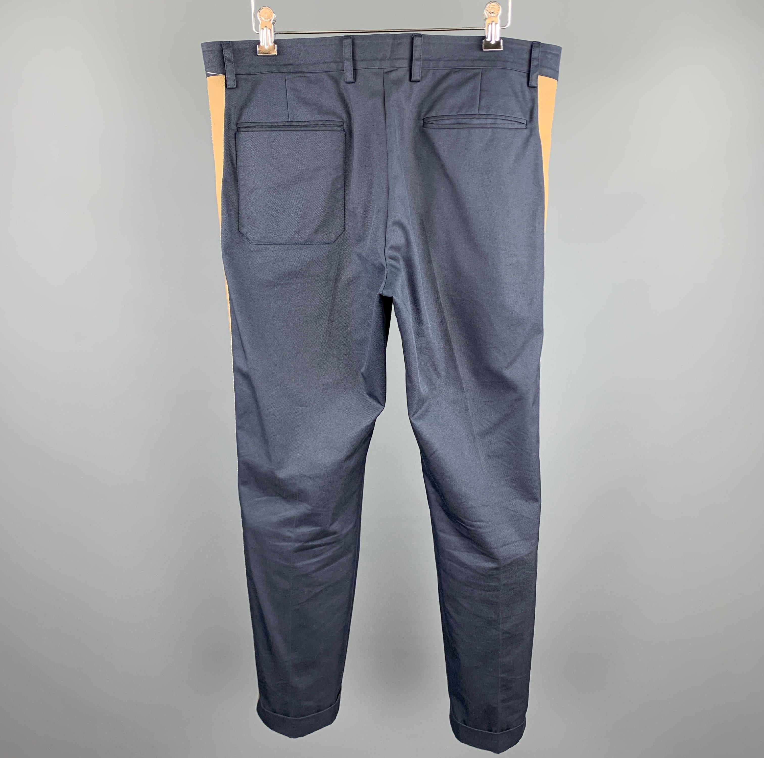 Gray VALENTINO Size 32 Navy Cotton / Polyamide Zip Fly Casual Pants