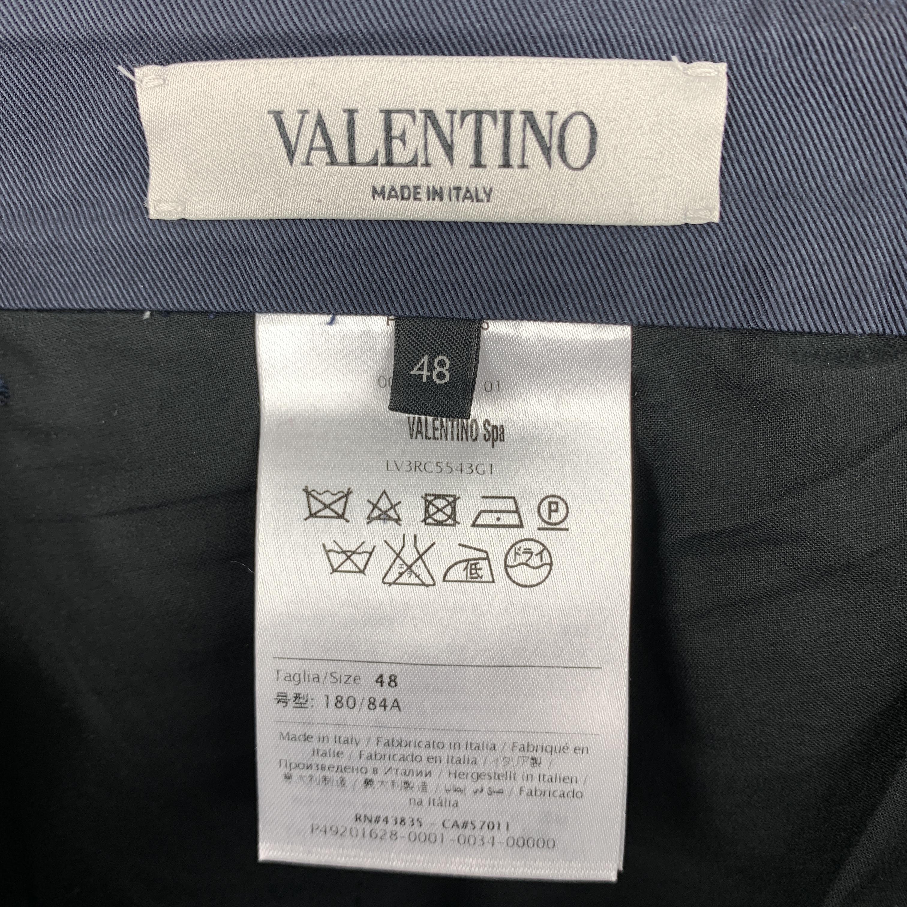 VALENTINO Size 32 Navy Cotton / Polyamide Zip Fly Casual Pants 1