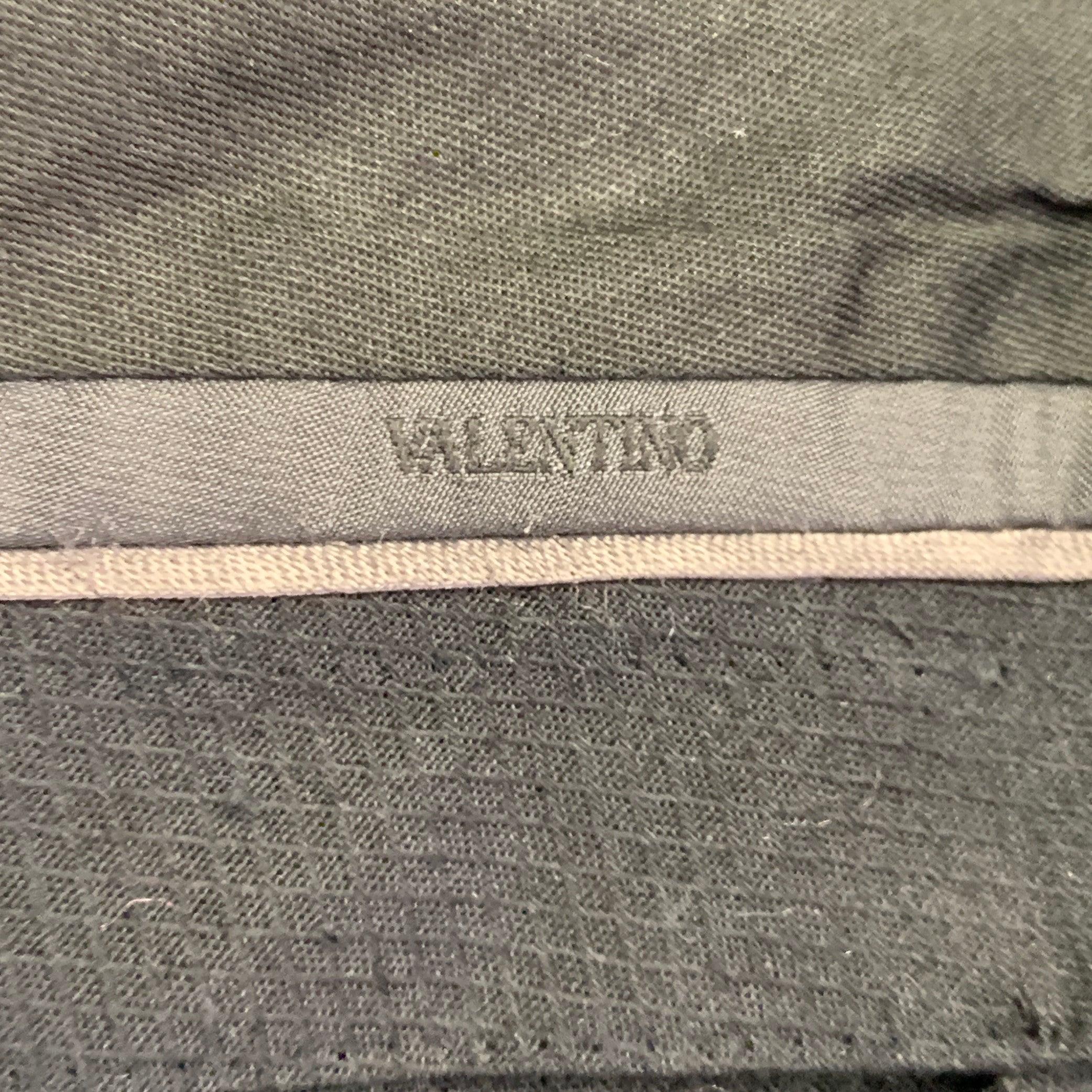 VALENTINO Taille 32 Pantalon habillé plissé en laine à carreaux vert marine Excellent état - En vente à San Francisco, CA