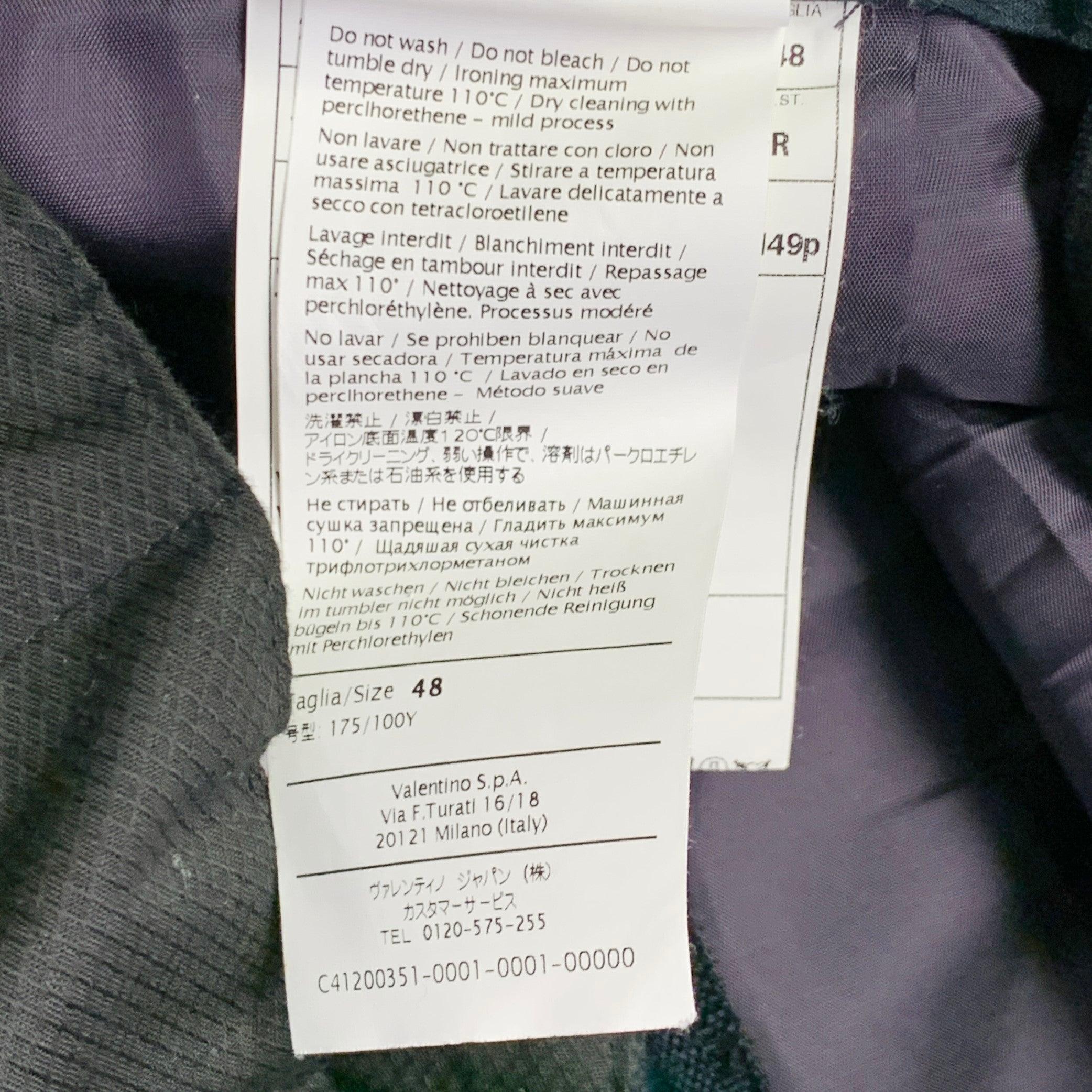 VALENTINO Size 32 Navy Wool Mohair Velvet Stripe Pleated Button Fly Dress Pants en vente 1