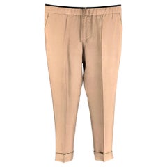 VALENTINO Size 32 Tan Silk Elastic Waistband Dress Pants