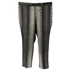VALENTINO Size 34 Black Silver Swirls Acetate Silk Zip Fly Dress Pants