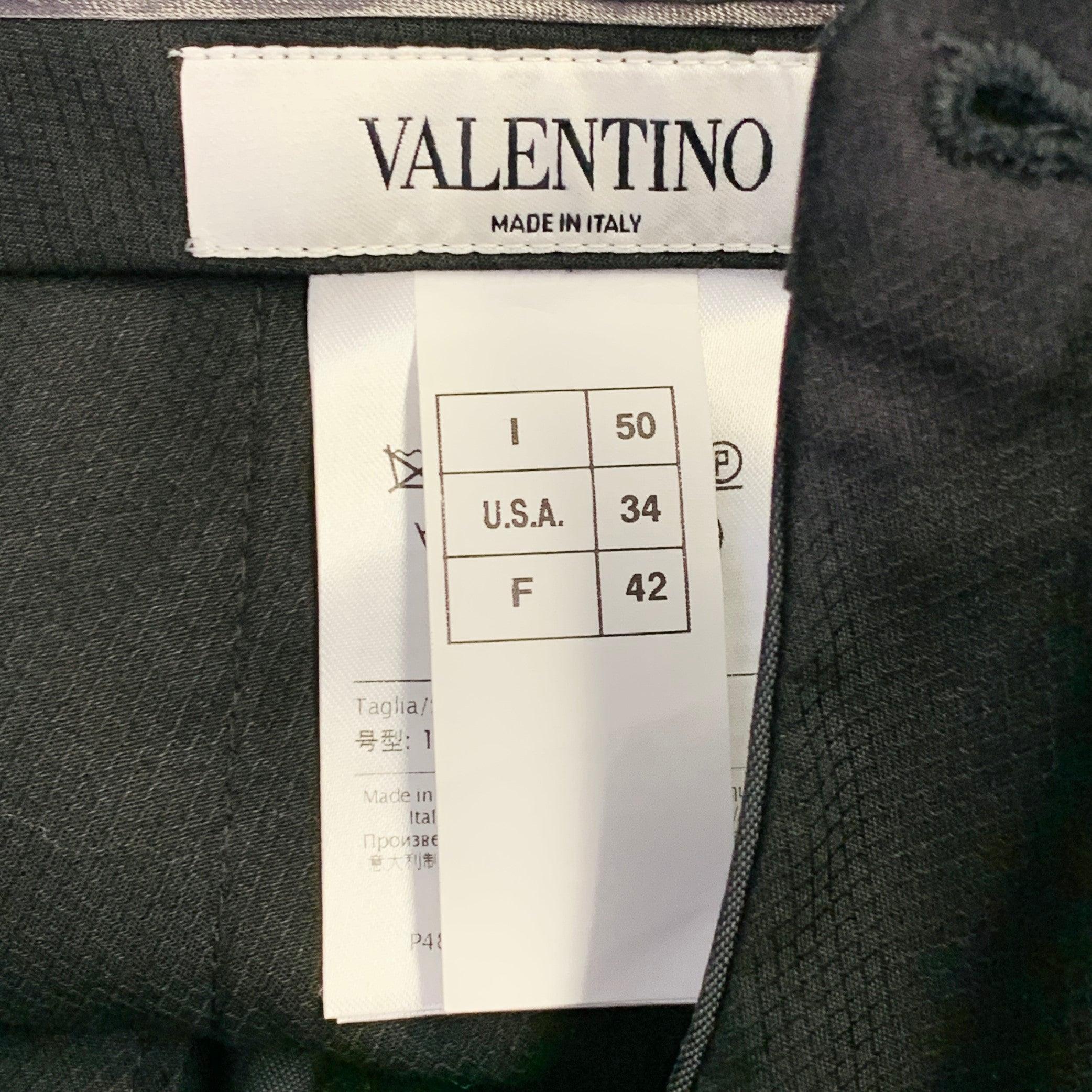 Noir VALENTINO Taille 34 Pantalon habillé fuselé à devant plat en laine mohair gris anthracite en vente