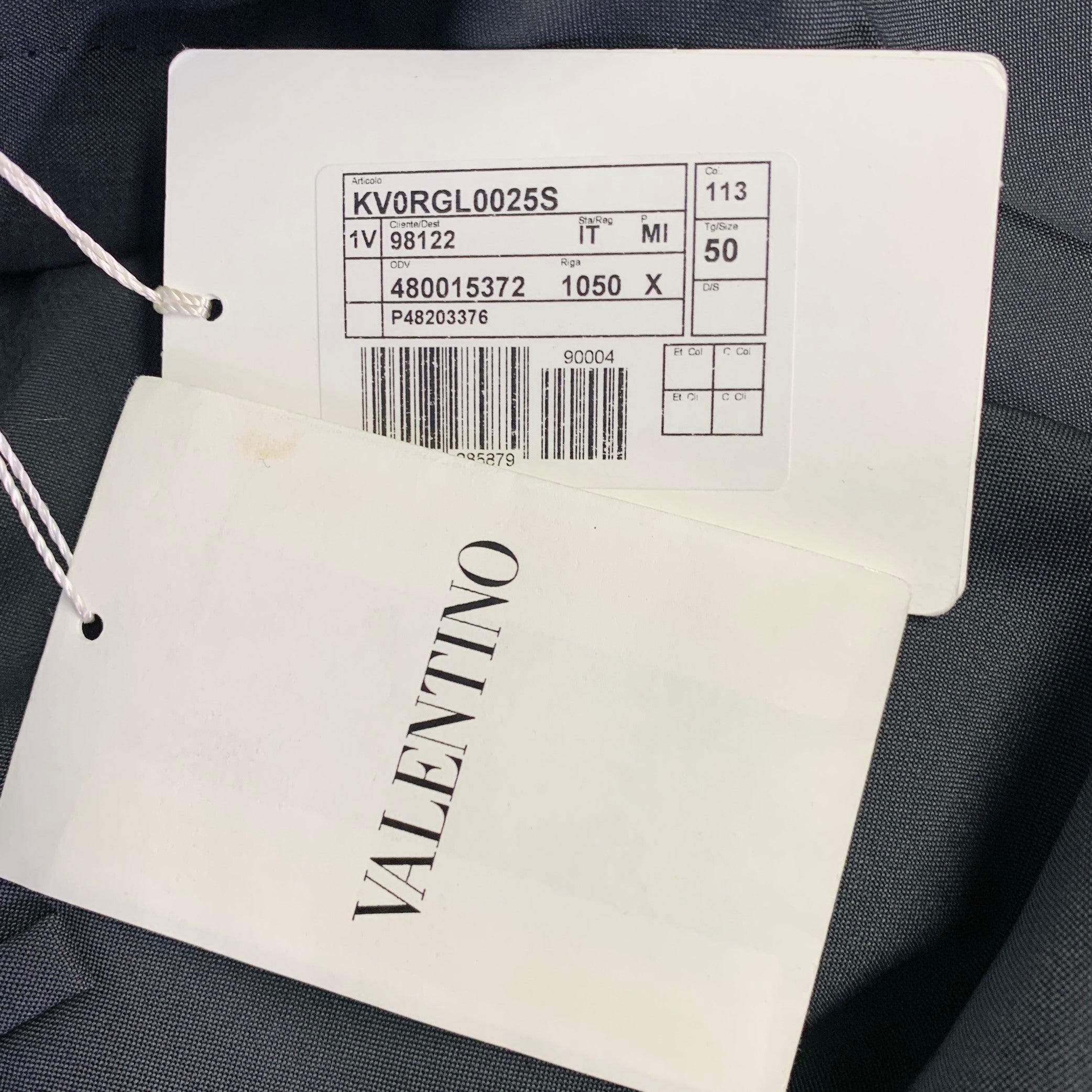 VALENTINO Taille 34 Pantalon habillé fuselé à devant plat en laine mohair gris anthracite en vente 2