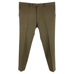 VALENTINO Size 34 Olive Wool Zip Fly Tuxedo Stripe Dress Pants