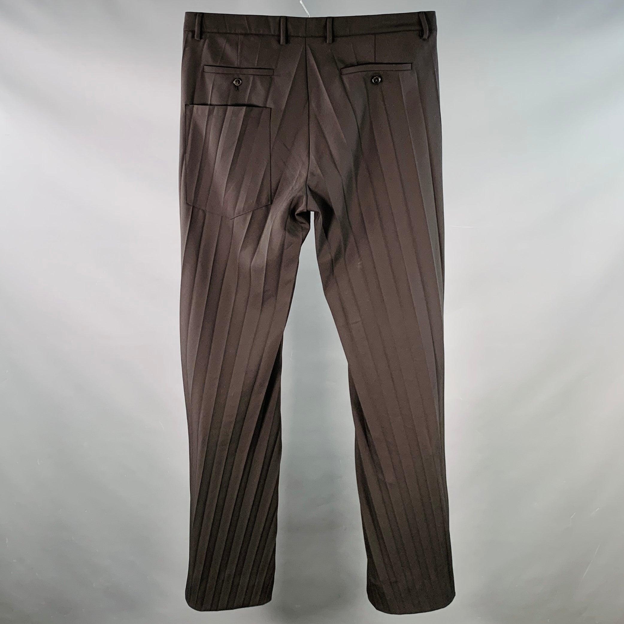 Noir VALENTINO Taille 36 Pantalon habillé plissé en polyester et laine vierge noir en vente