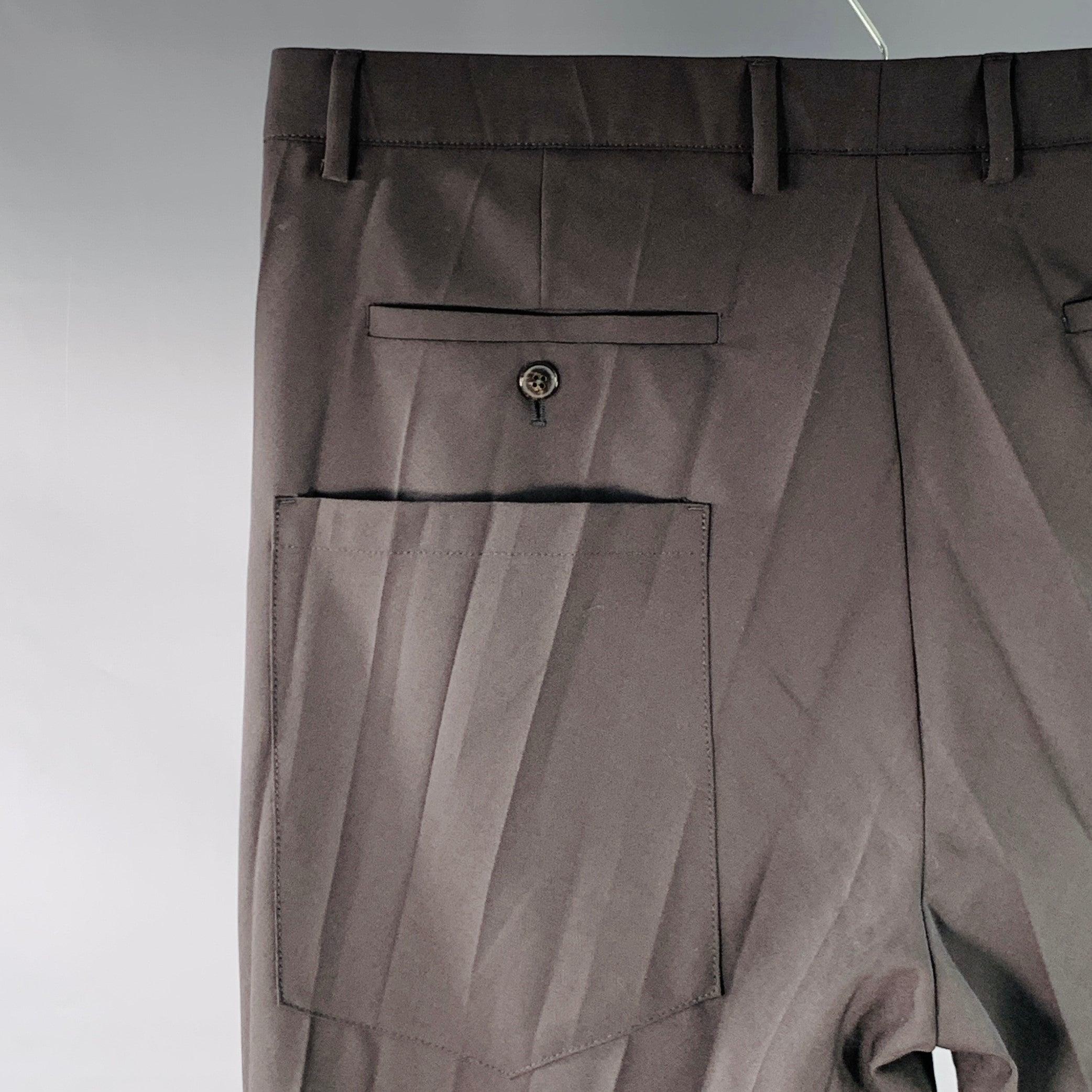 VALENTINO Taille 36 Pantalon habillé plissé en polyester et laine vierge noir Bon état - En vente à San Francisco, CA