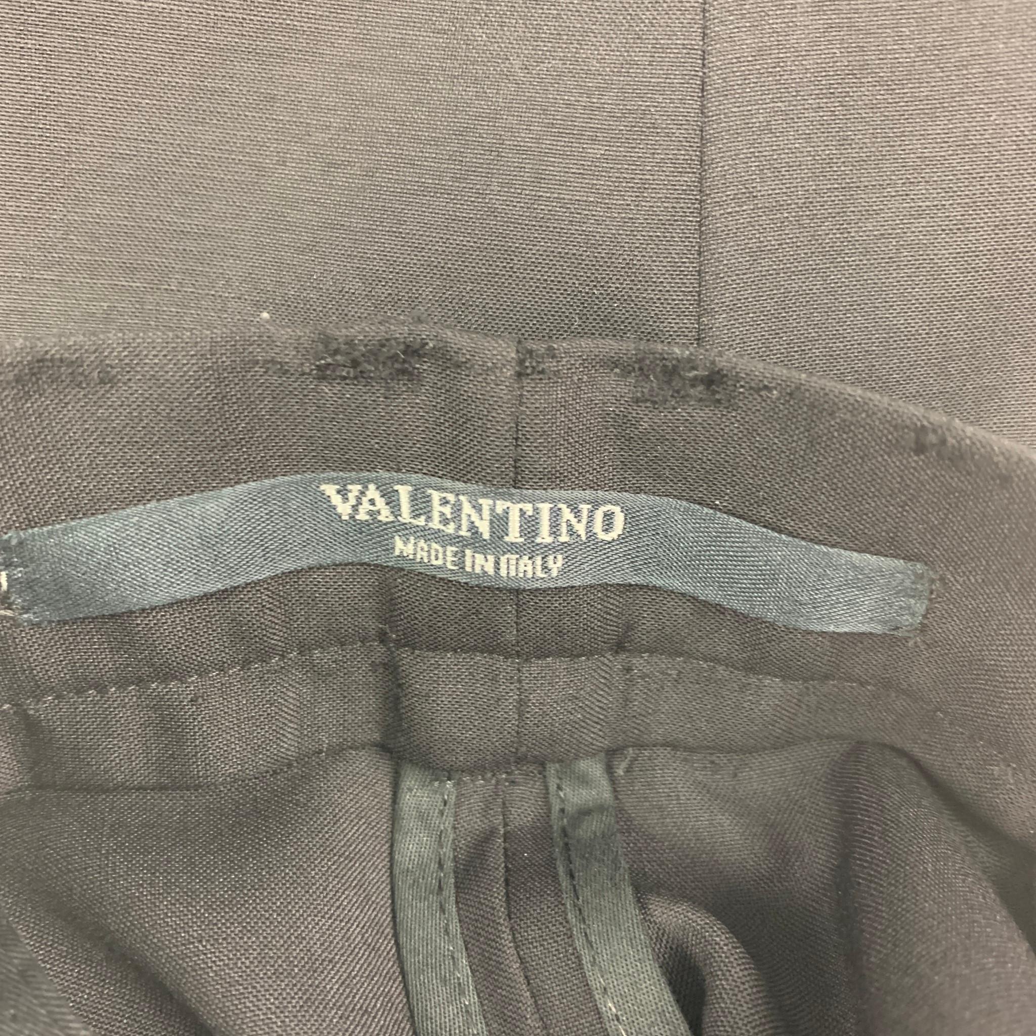 VALENTINO Size 36 Black Wool Mohair Flat Front Dress Pants In Good Condition In San Francisco, CA