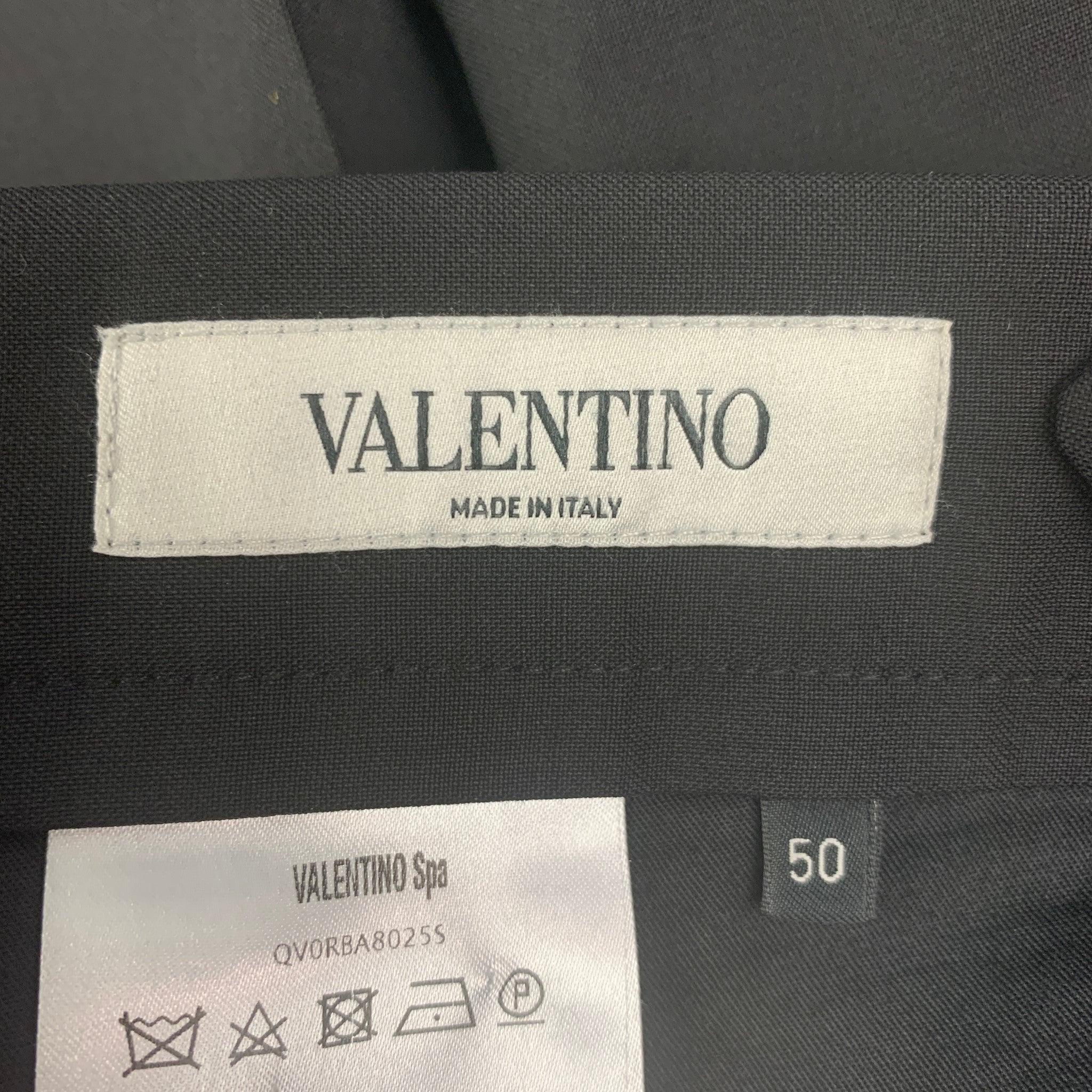 Men's VALENTINO Size 36 Black Wool Mohair Flat Front Dress Pants For Sale