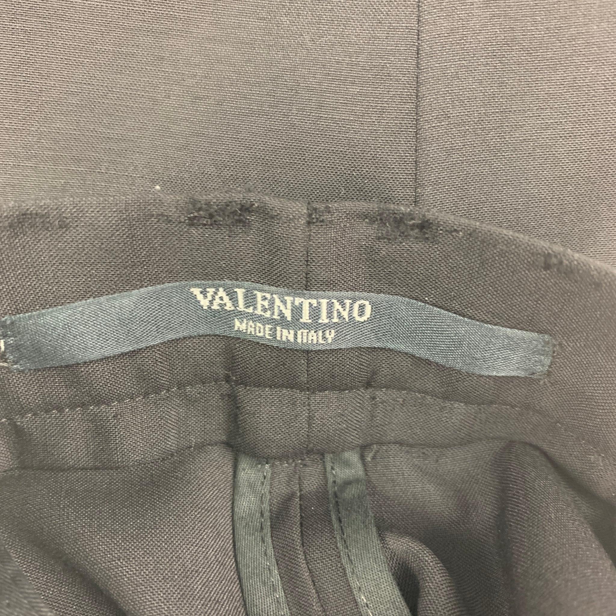 VALENTINO Size 36 Black Wool Mohair Flat Front Dress Pants For Sale 1