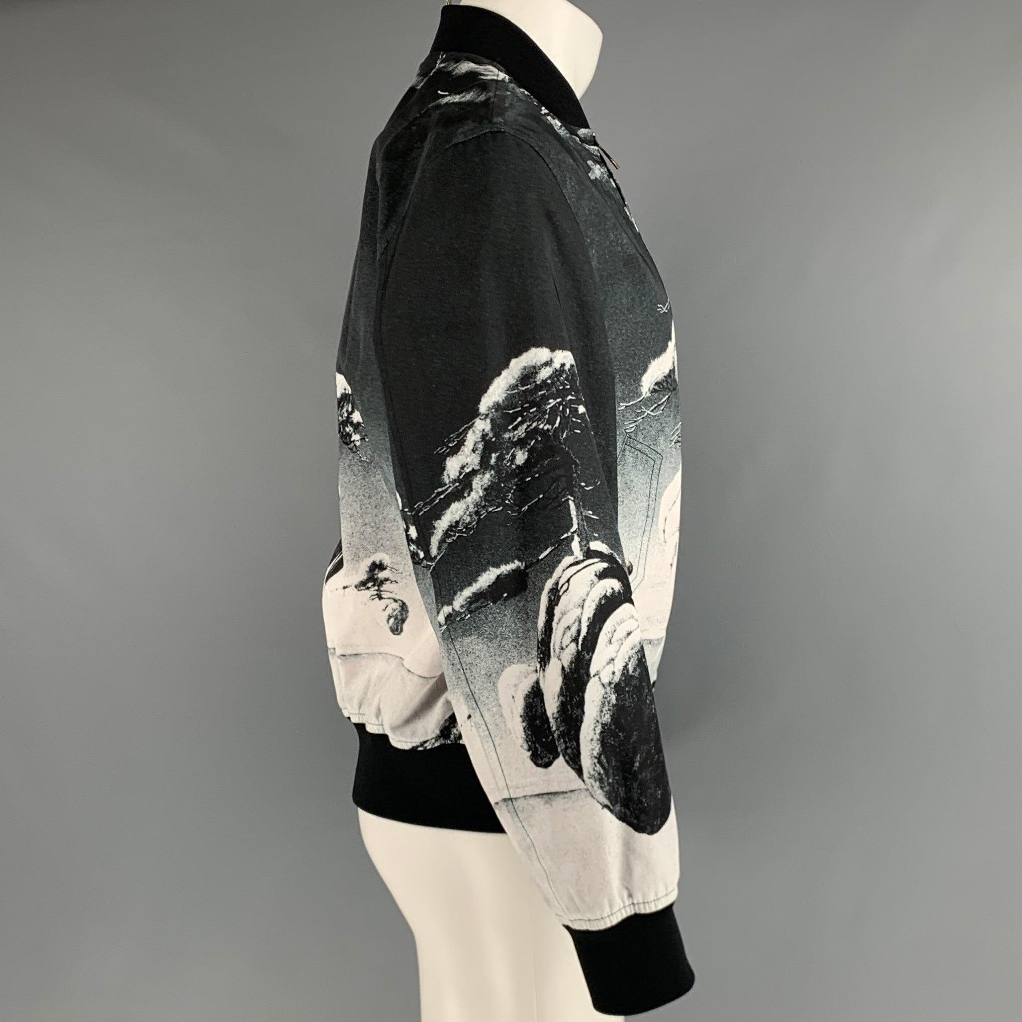 VALENTINO Größe 36 Grau Schwarze Polyester-Bomberjacke im Zustand „Hervorragend“ im Angebot in San Francisco, CA