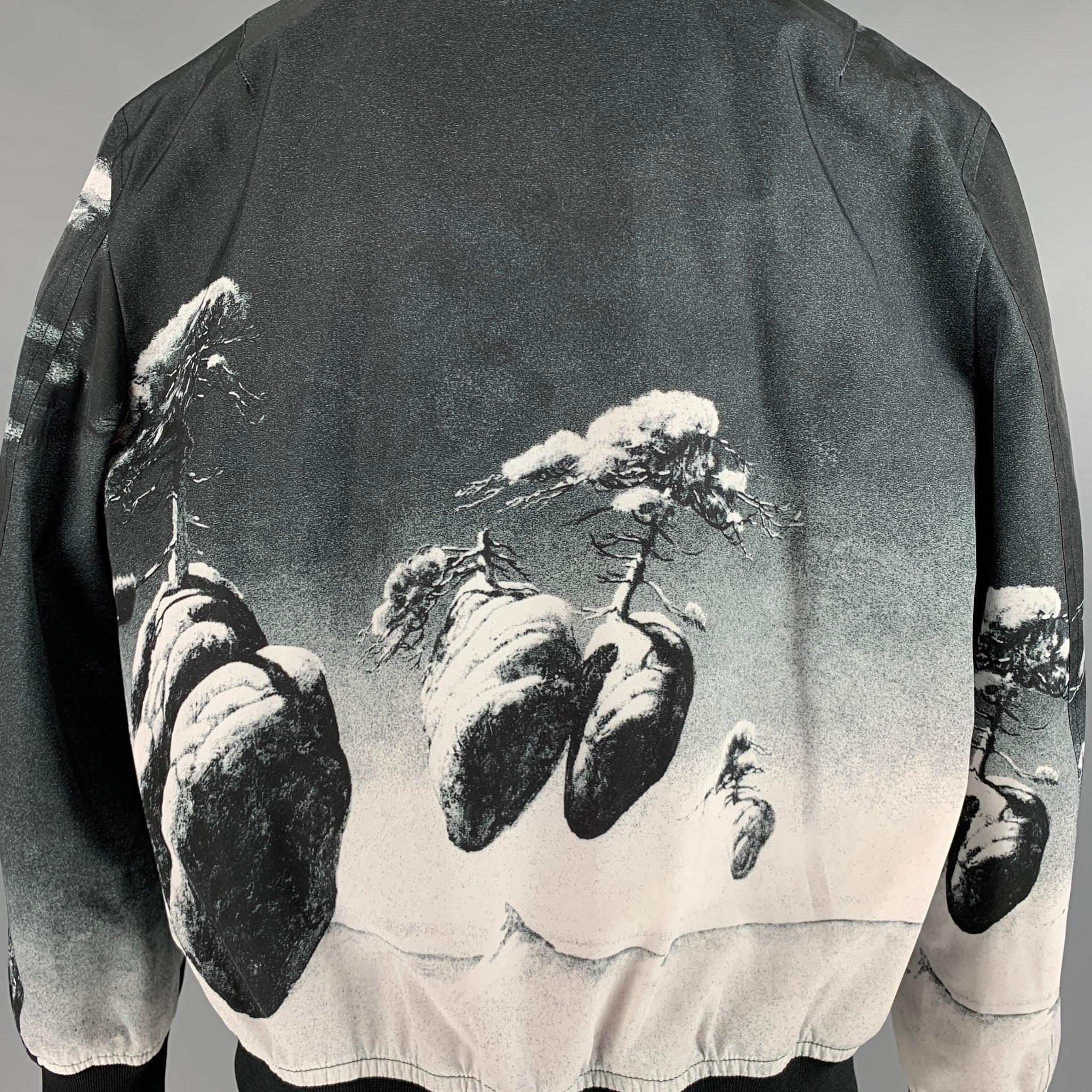 VALENTINO Size 36 Grey Black Polyester Bomber Jacket For Sale 1