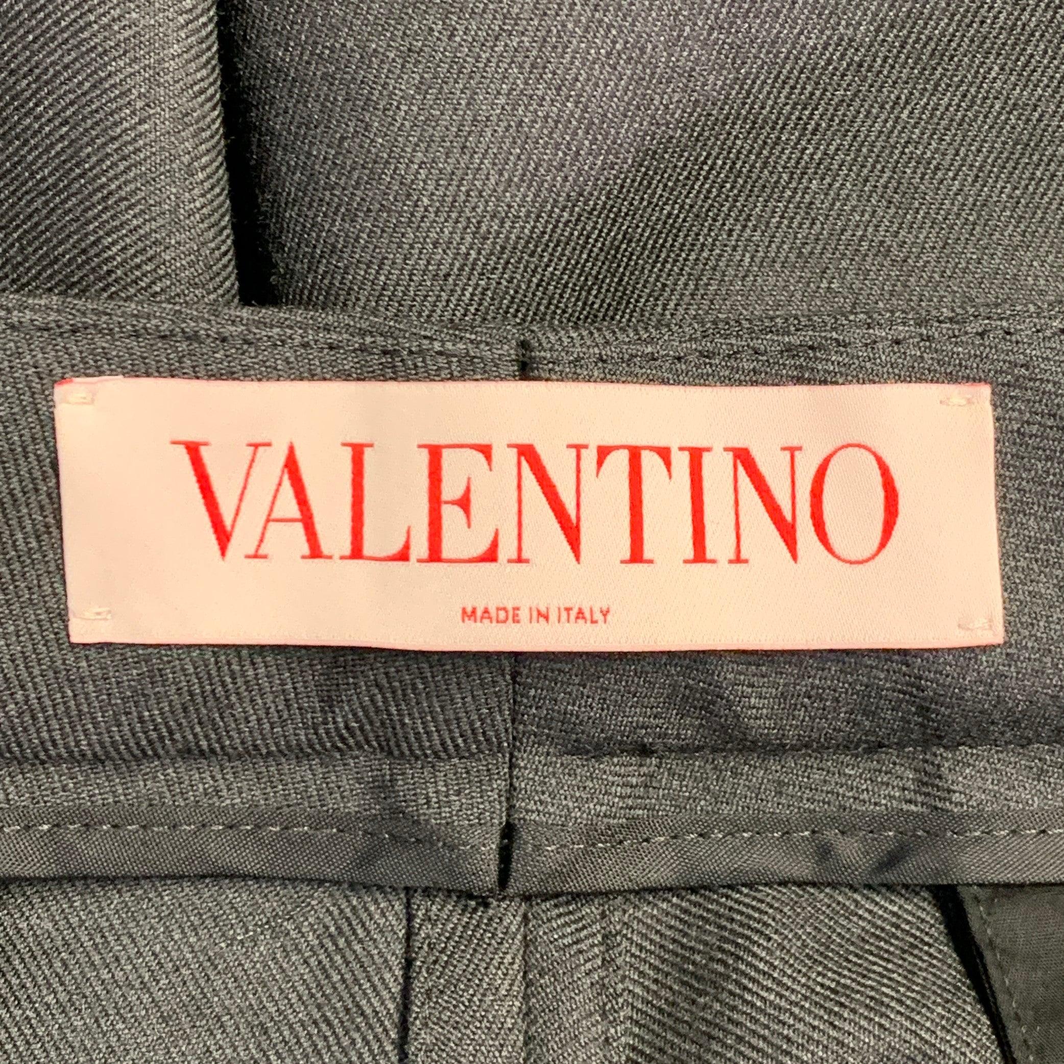 Noir VALENTINO Taille 36 Pantalon habillé à revers en laine vierge gris anthracite en vente