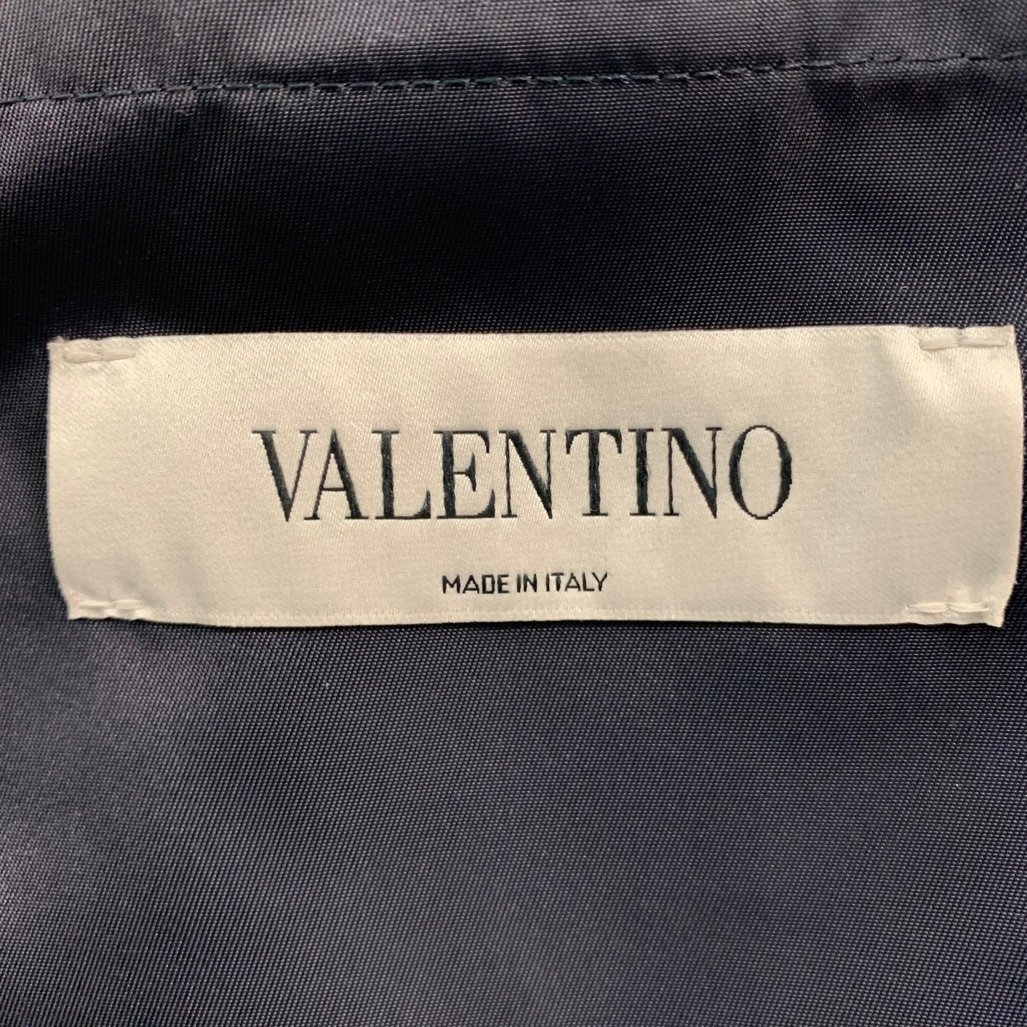 VALENTINO Size 36 Navy Graphic Bomber Jacket For Sale 1