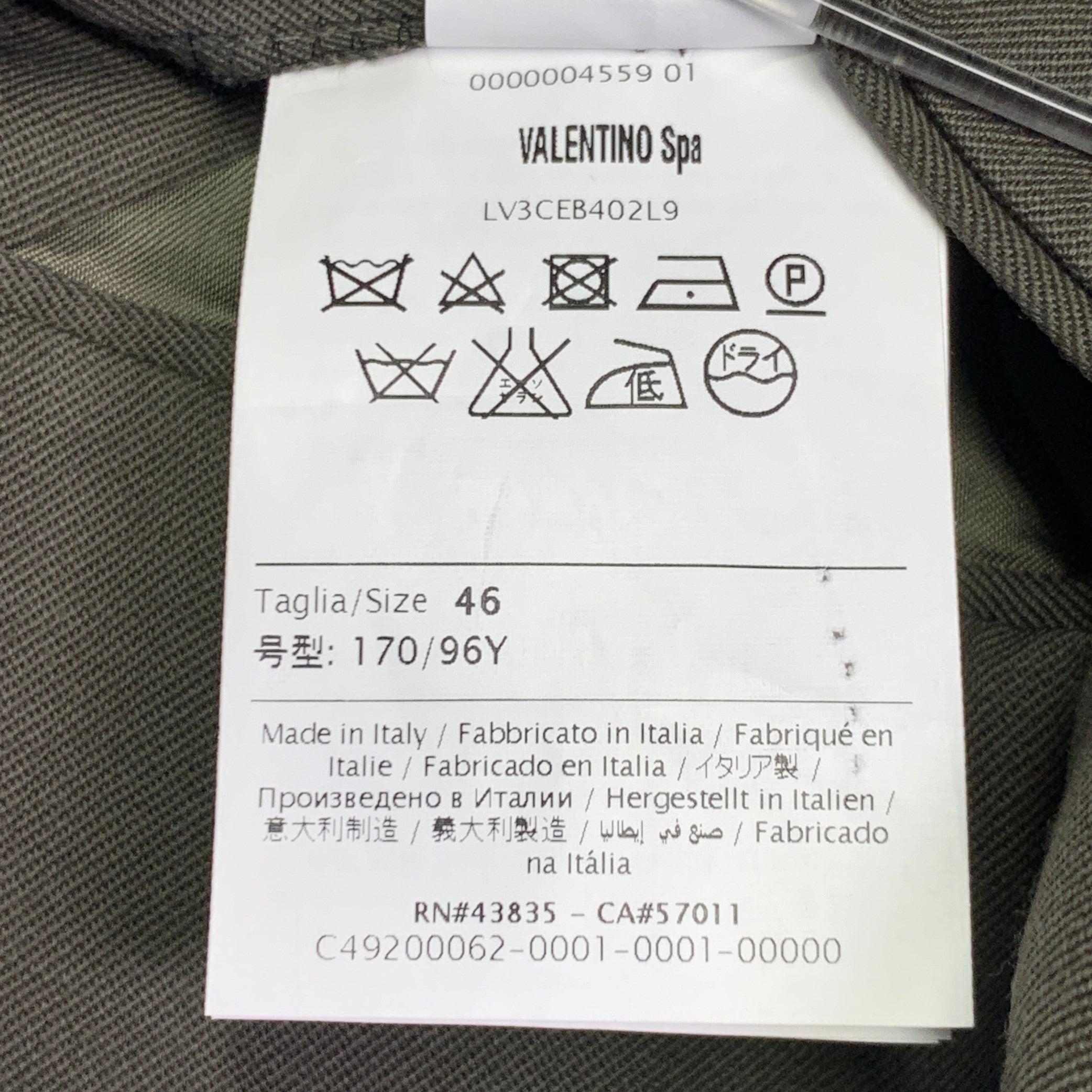 VALENTINO Size 36 Olive White Wool Twill Contrast Trim Notch Lapel Sport Coat For Sale 3