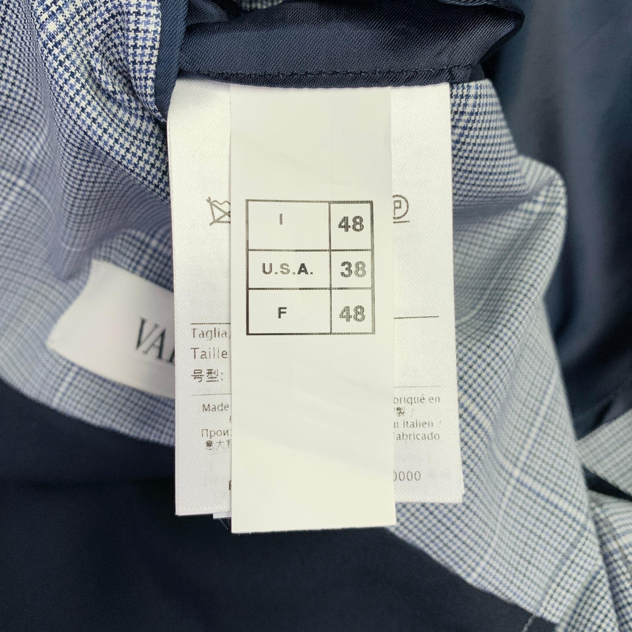 Costume VALENTINO Taille 38 Laine grise à carreaux bleu à revers échancré en vente 5