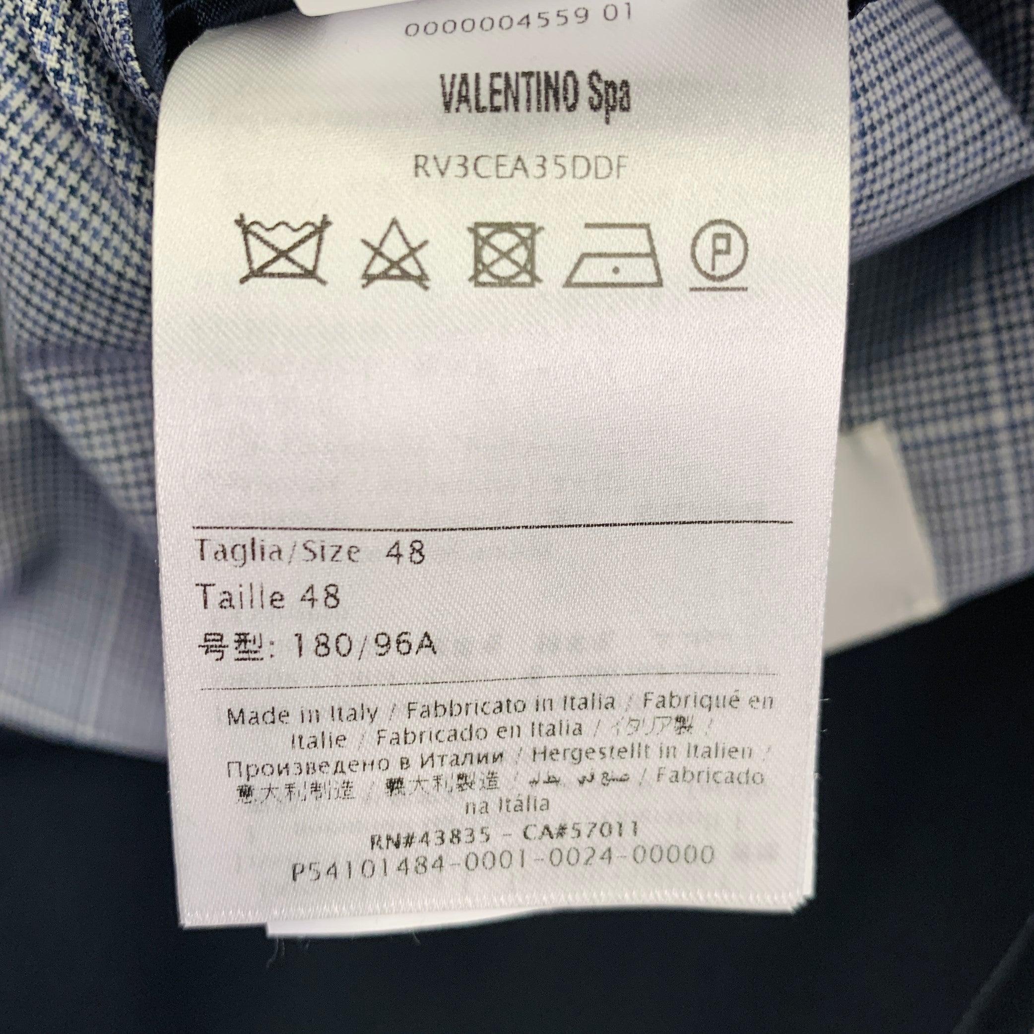Costume VALENTINO Taille 38 Laine grise à carreaux bleu à revers échancré en vente 6