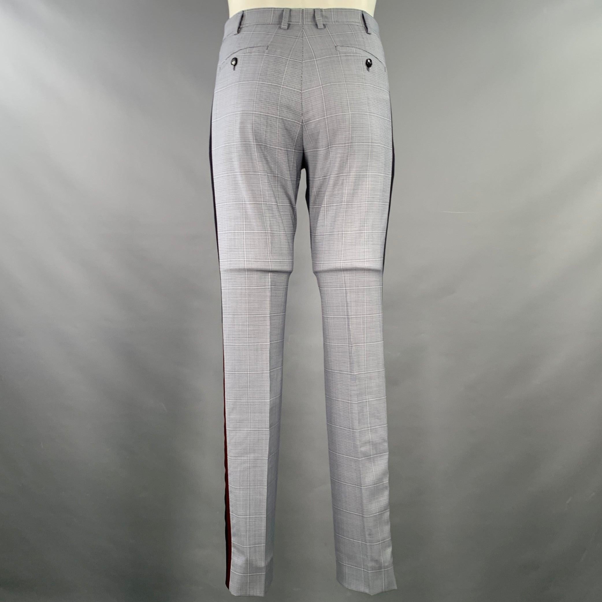 Costume VALENTINO Taille 38 Laine grise à carreaux bleu à revers échancré en vente 1