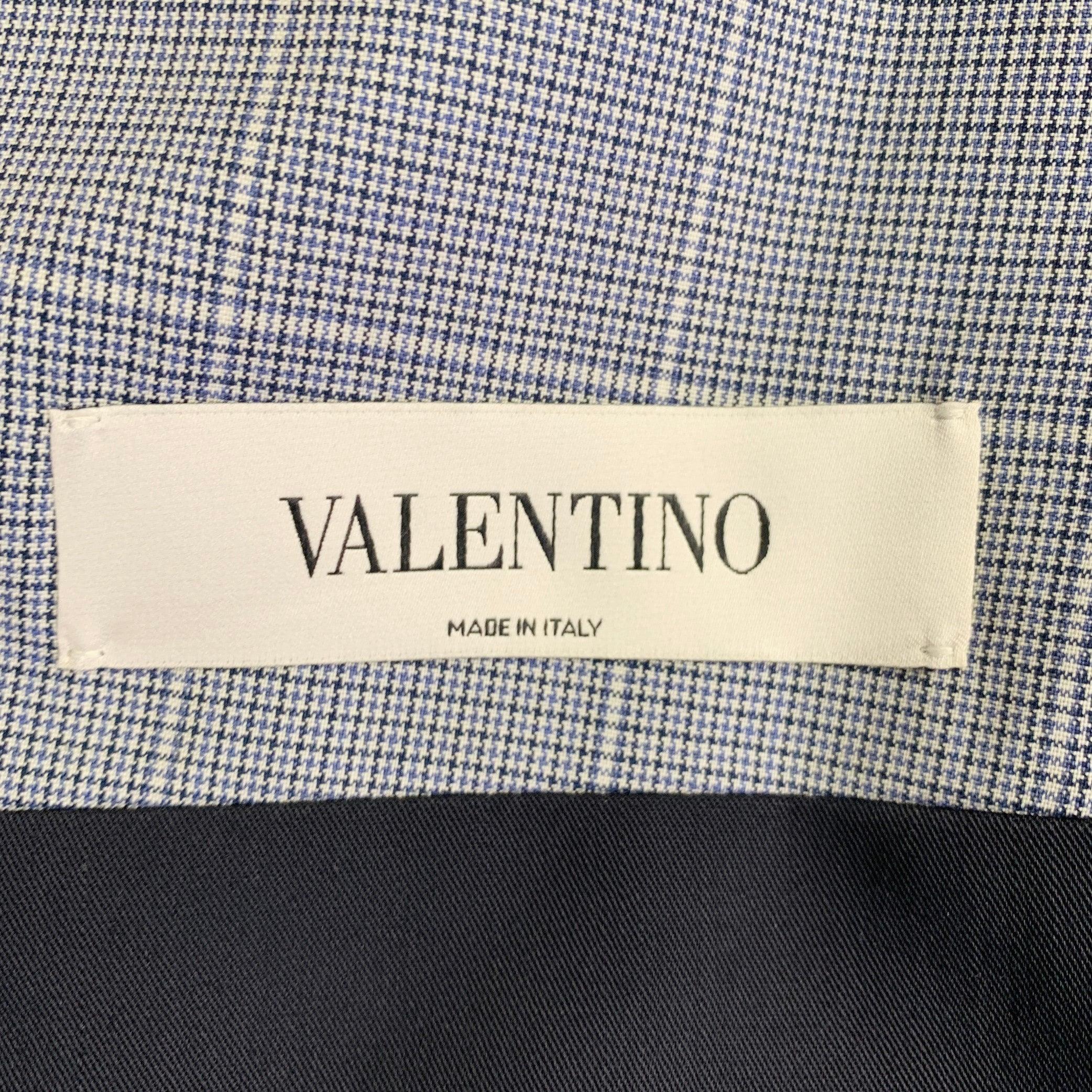 Costume VALENTINO Taille 38 Laine grise à carreaux bleu à revers échancré en vente 3