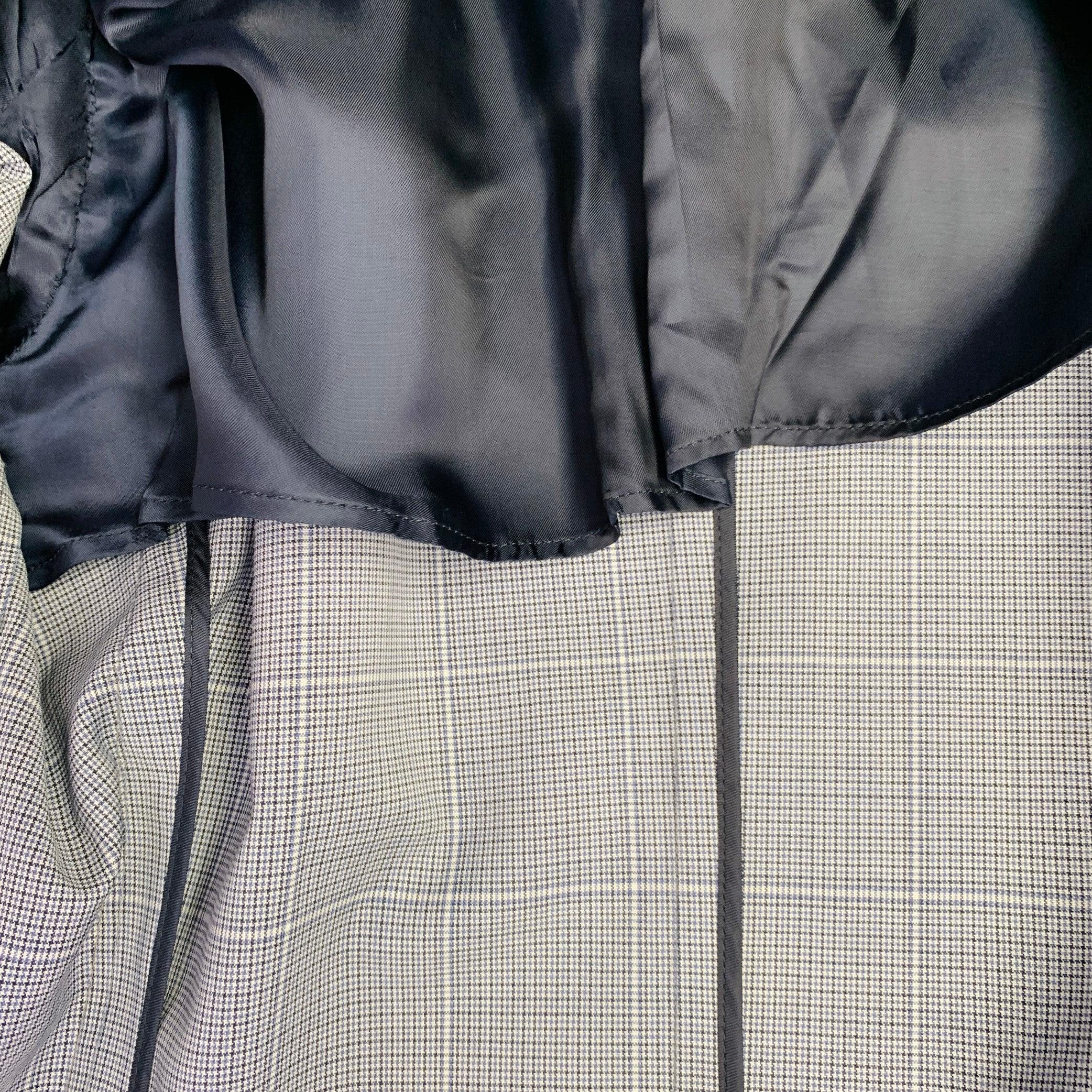 Costume VALENTINO Taille 38 Laine grise à carreaux bleu à revers échancré en vente 4