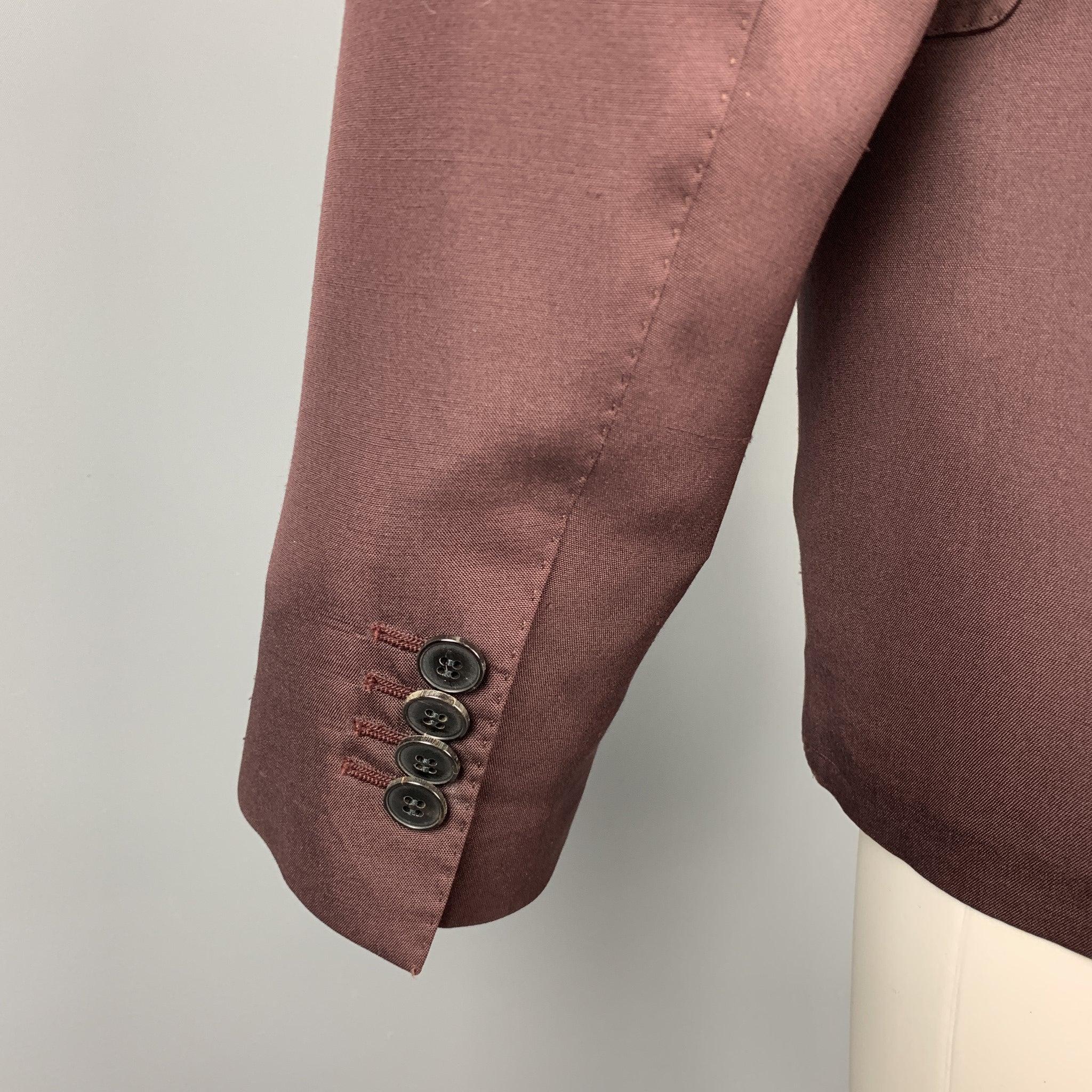 Men's VALENTINO Size 38 Burgundy Silk Notch Lapel Sport Coat For Sale