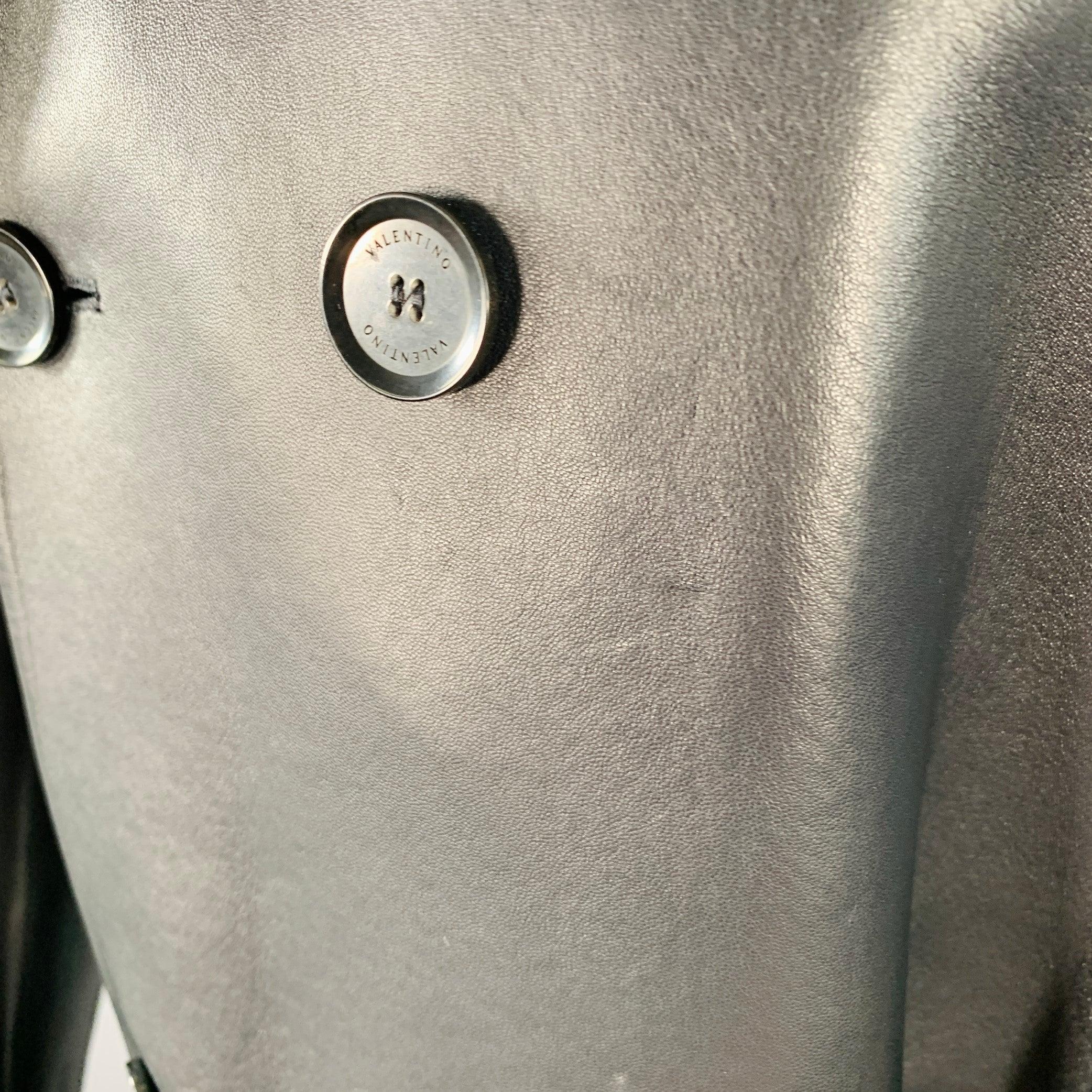 Trench-coat ceinturé en cuir d'agneau marine Taille 38 VALENTINO Pour hommes en vente