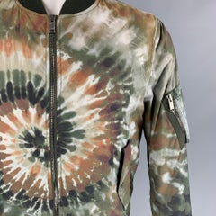 VALENTINO Size 38 Olive Brown Cream Tie Dye Polyamide Jacket