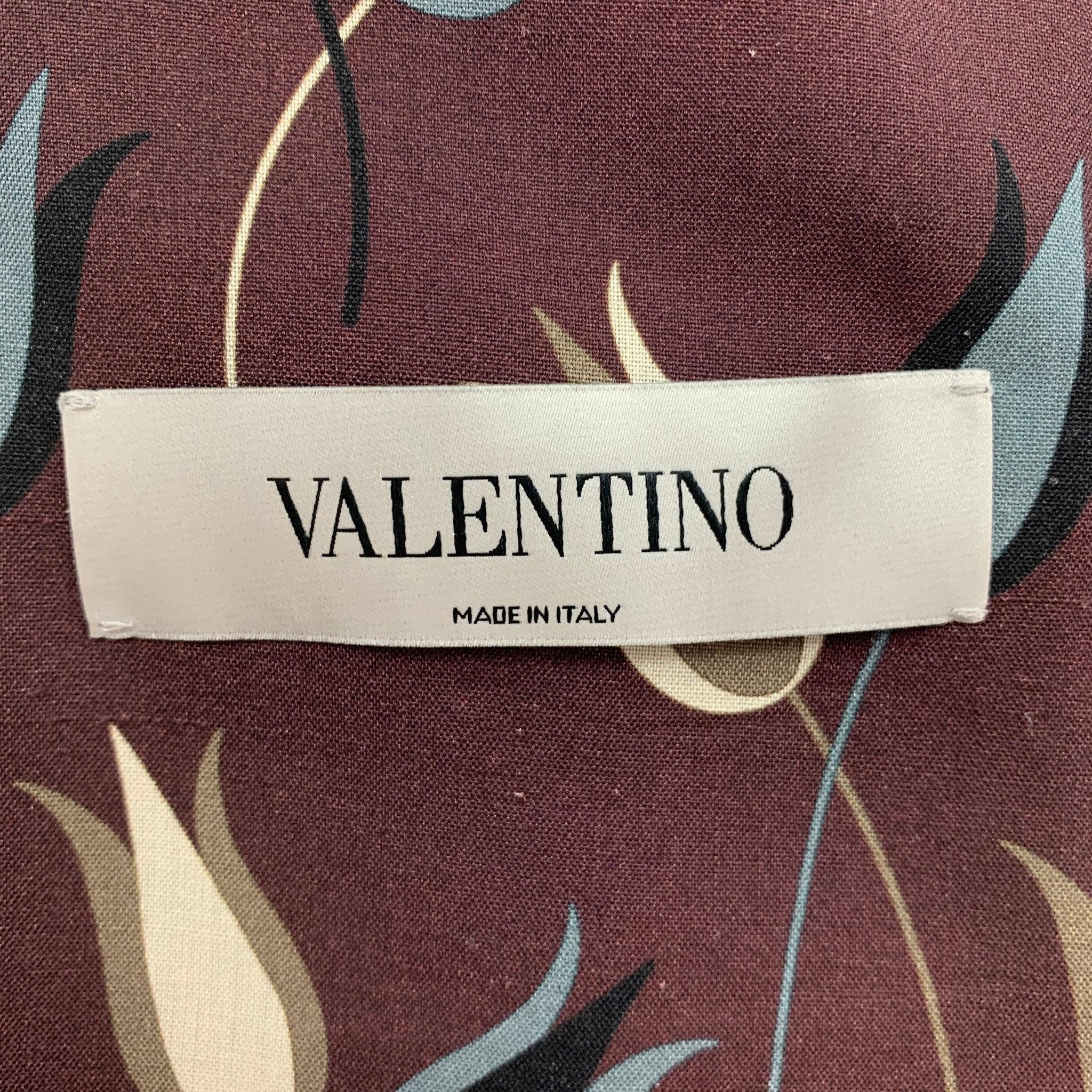 VALENTINO Size 38 Purple & Grey Floral Silk Notch Lapel Sport Coat For Sale 4