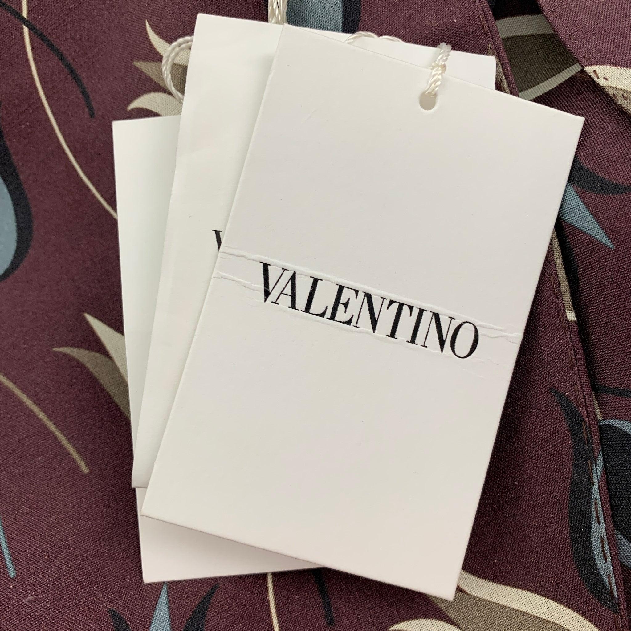 VALENTINO Size 38 Purple & Grey Floral Silk Notch Lapel Sport Coat For Sale 5