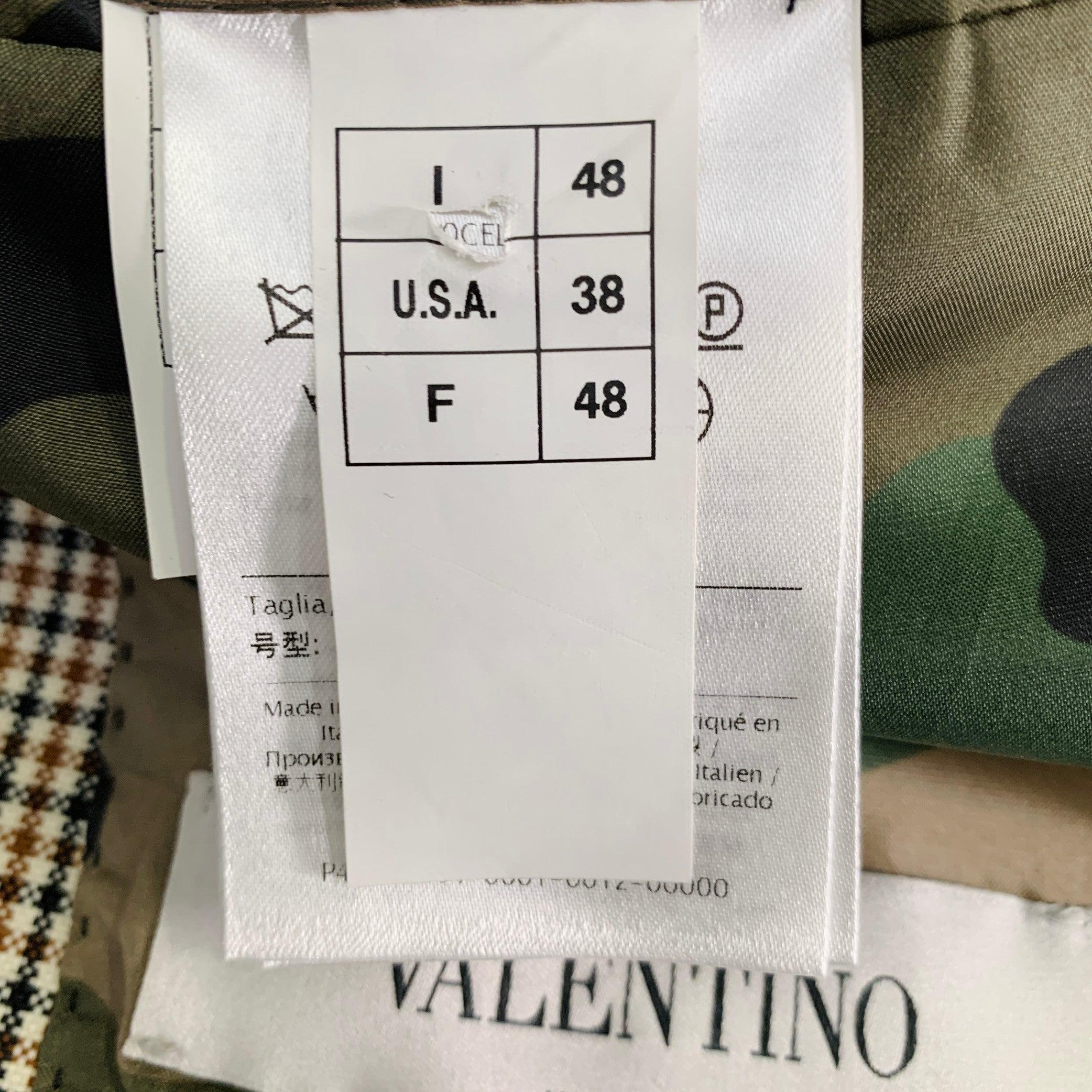 Valentino Taille 38 Tan Black White Plaid Wool Notch Lapel Suit en vente 6
