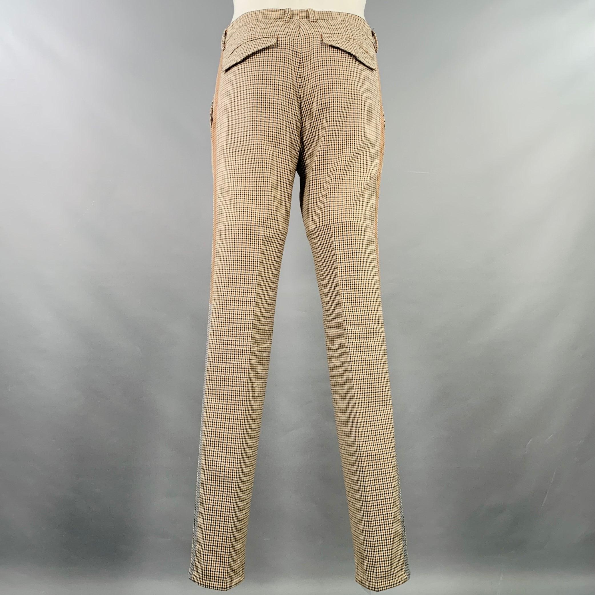Valentino Taille 38 Tan Black White Plaid Wool Notch Lapel Suit en vente 1