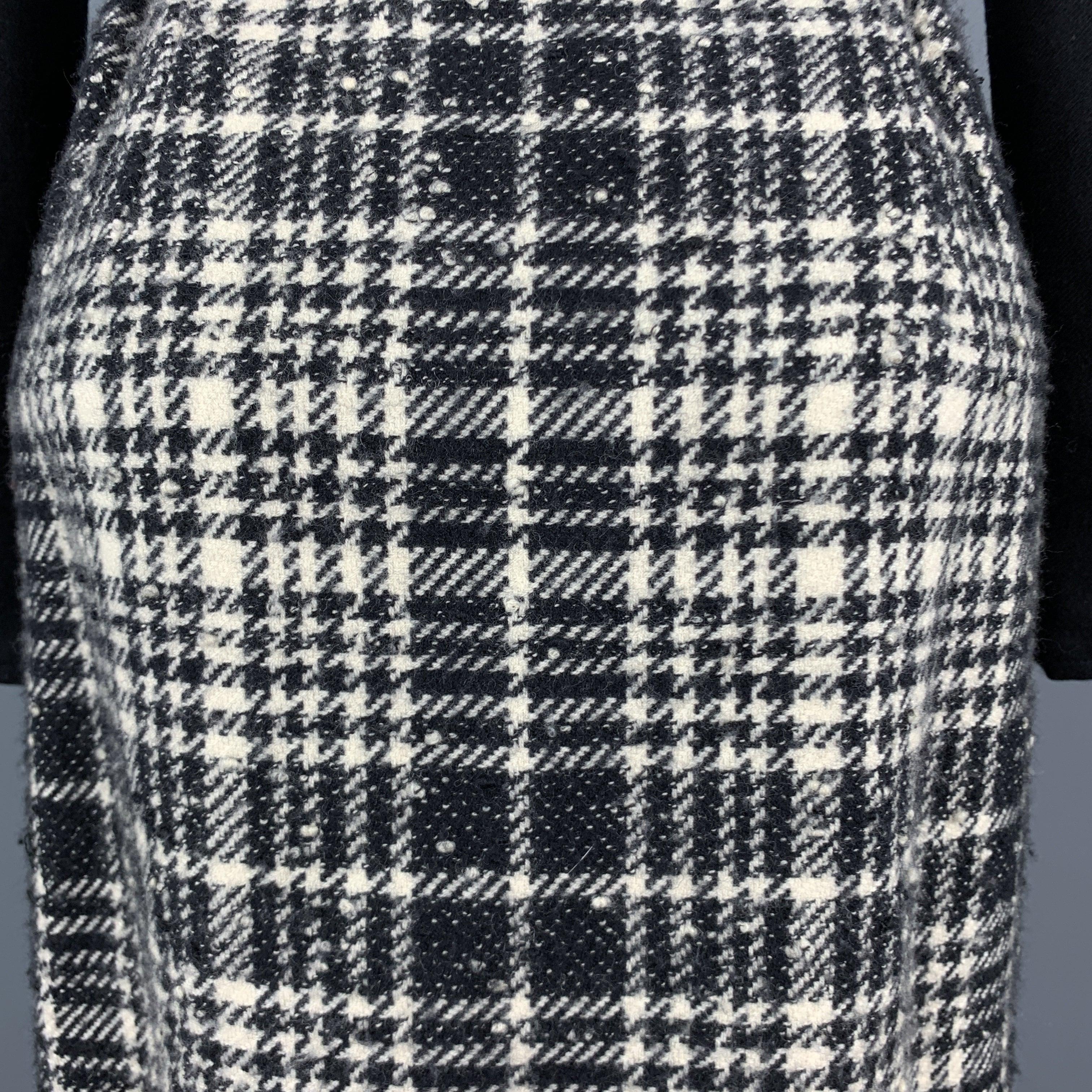 VALENTINO Size 4 Black Velvet Collar Plaid Skirt Vintage Dress For Sale 3