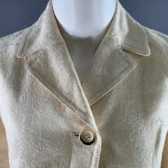 VALENTINO Size 4 Cream Cotton Blend Floral Jaquard Cropped Jacket