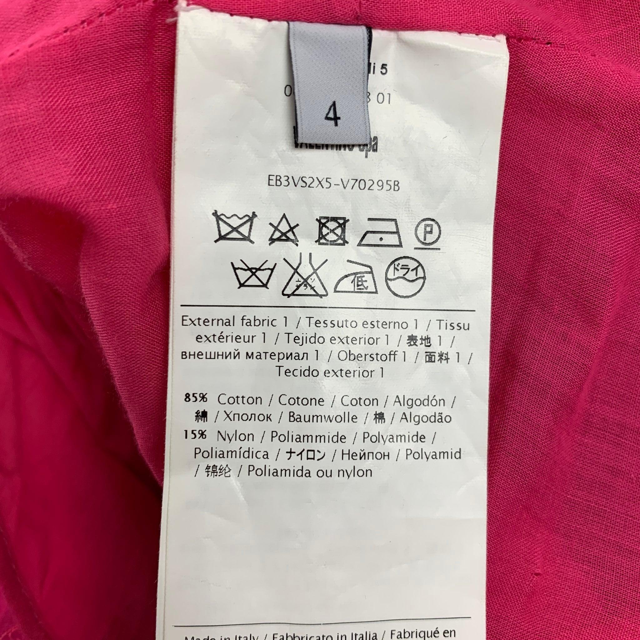VALENTINO Size 4 Pink Cotton Nylon Lace Short Sleeve Dress Pour femmes en vente