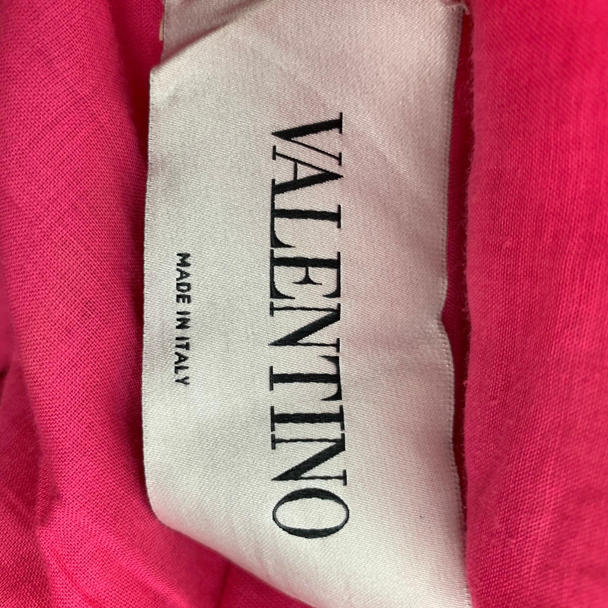 VALENTINO Size 4 Pink Cotton Nylon Lace Short Sleeve Dress For Sale 1