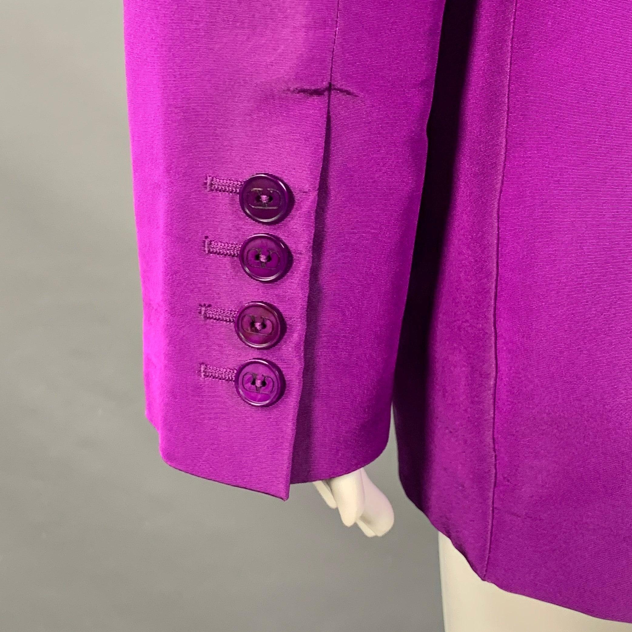 Valentino Taglia 4 Giacca Blazer con coulisse in seta viola con risvolto a picco In condizioni ottime in vendita a San Francisco, CA
