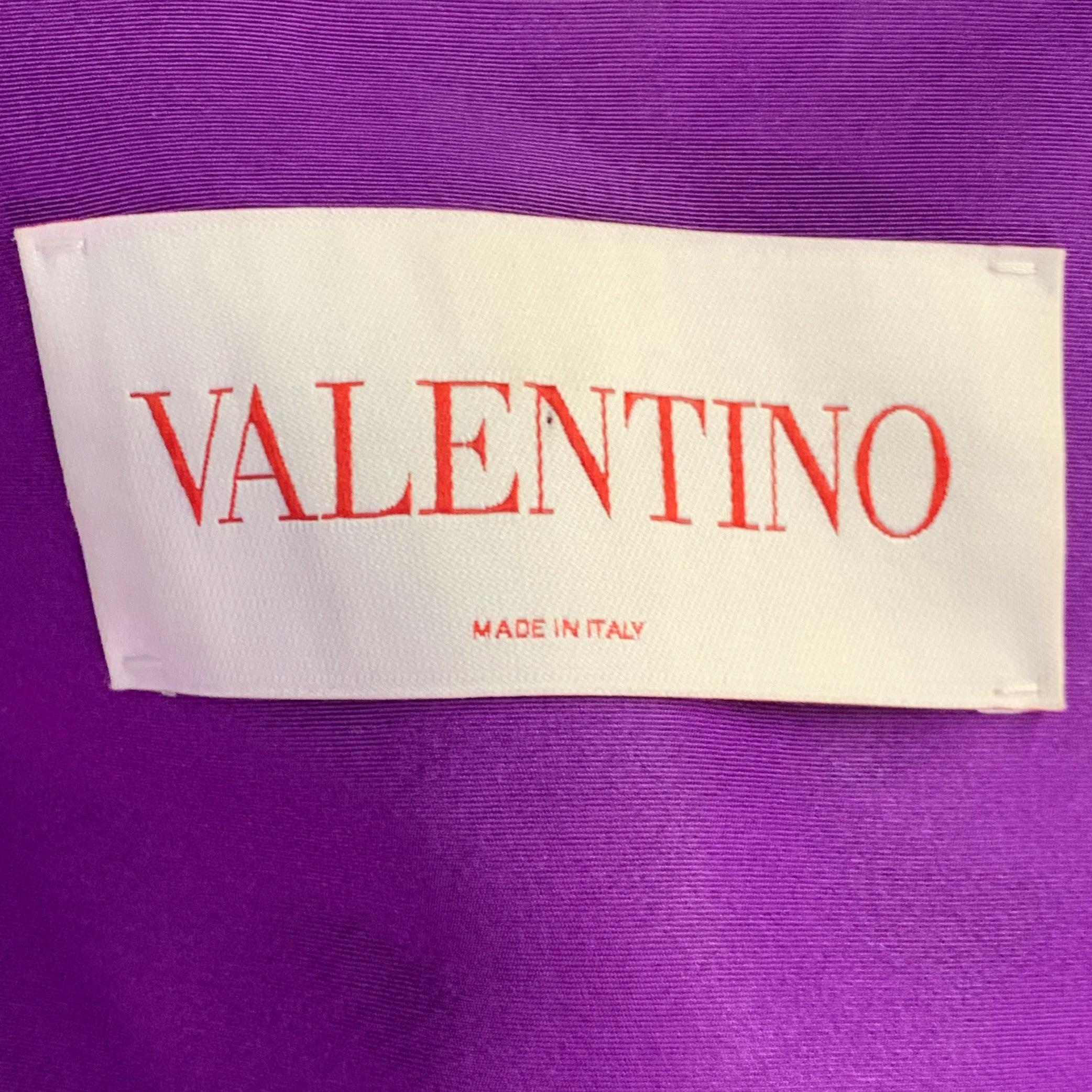 Donna Valentino Taglia 4 Giacca Blazer con coulisse in seta viola con risvolto a picco in vendita