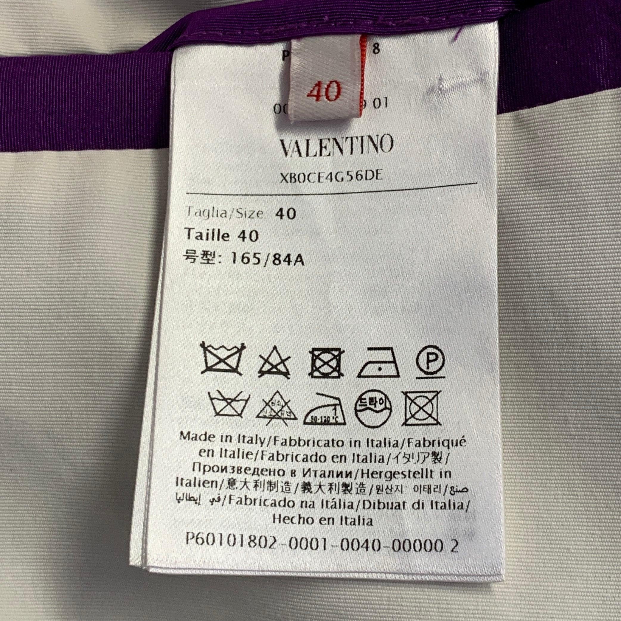 Valentino Taglia 4 Giacca Blazer con coulisse in seta viola con risvolto a picco in vendita 1
