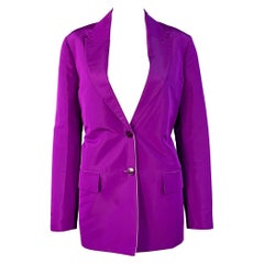 VALENTINO Size 4 Purple Silk Peak Lapel Drawstring Jacket Blazer