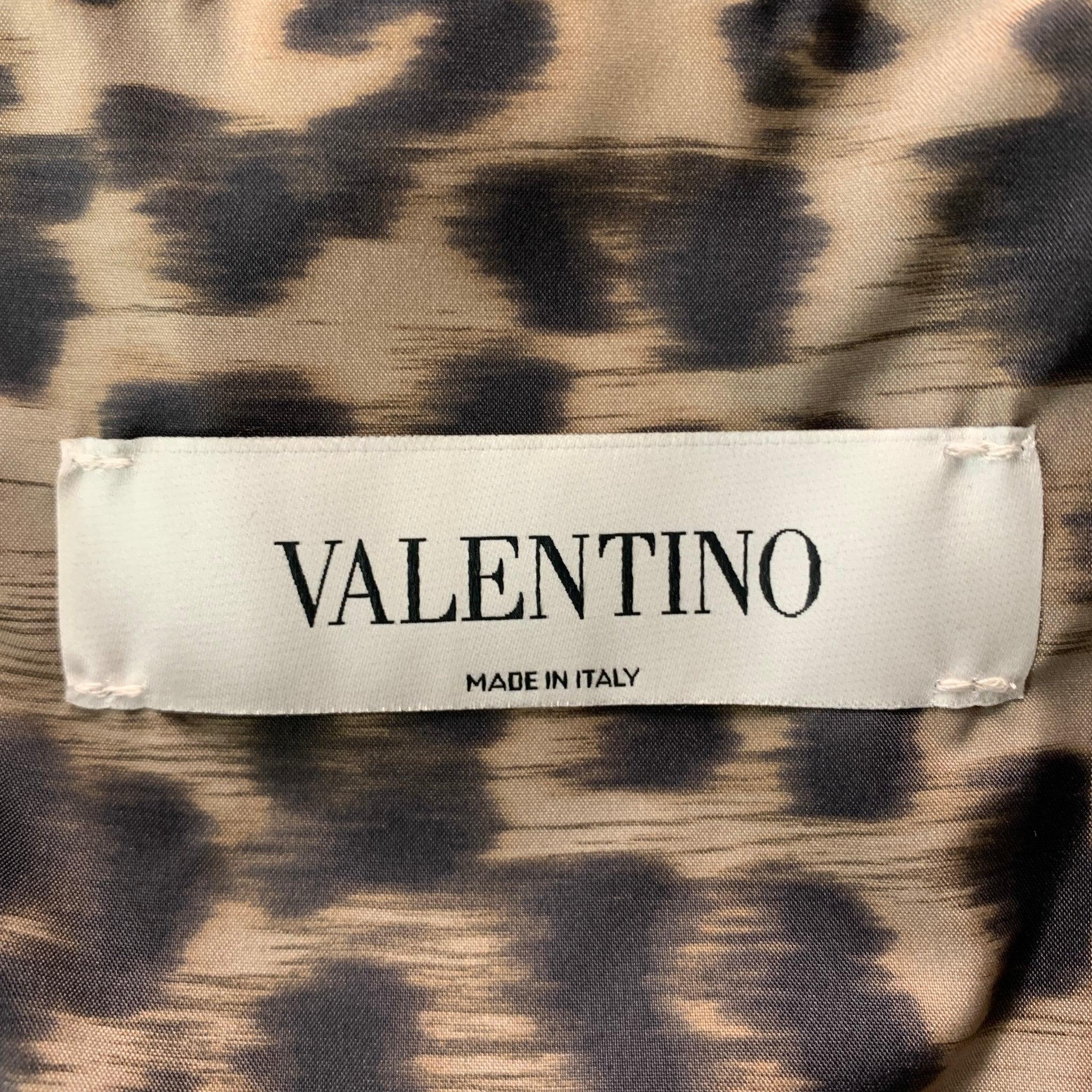 Men's VALENTINO Size 40 Brown Taupe Animal Print Polyamide Jacket For Sale