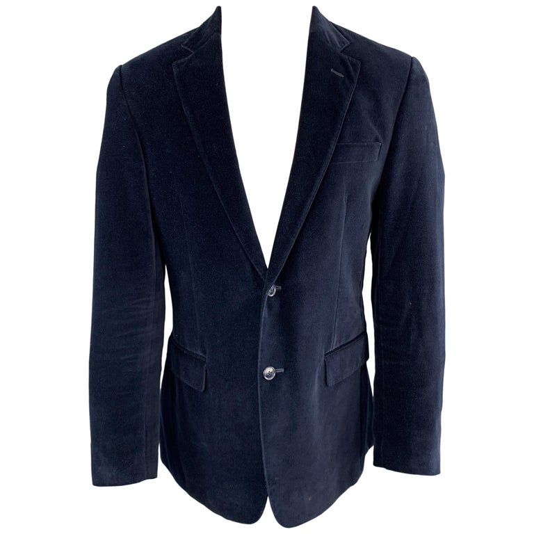 VALENTINO Size 40 Navy Cotton Velvet Notch Lapel Sport Coat For Sale at ...