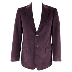 VALENTINO Size 40 Purple Corduroy Cotton Notch Lapel Sport Coat