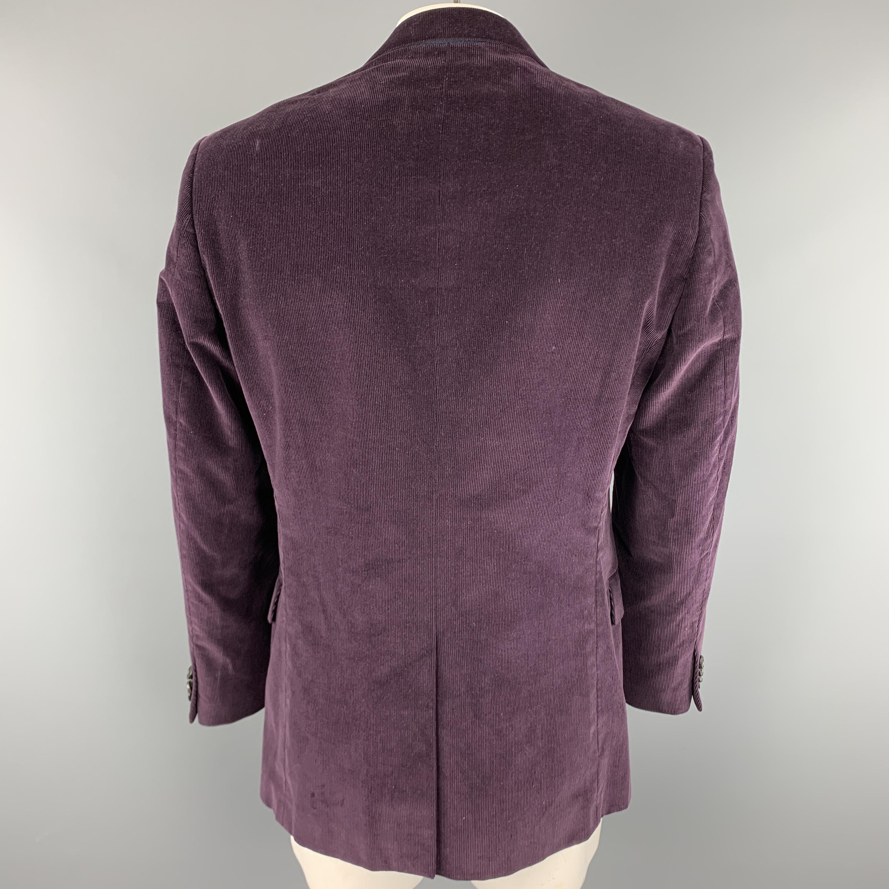 VALENTINO Size 40 Purple Textured Corduroy Notch Lapel Sport Coat In Excellent Condition In San Francisco, CA